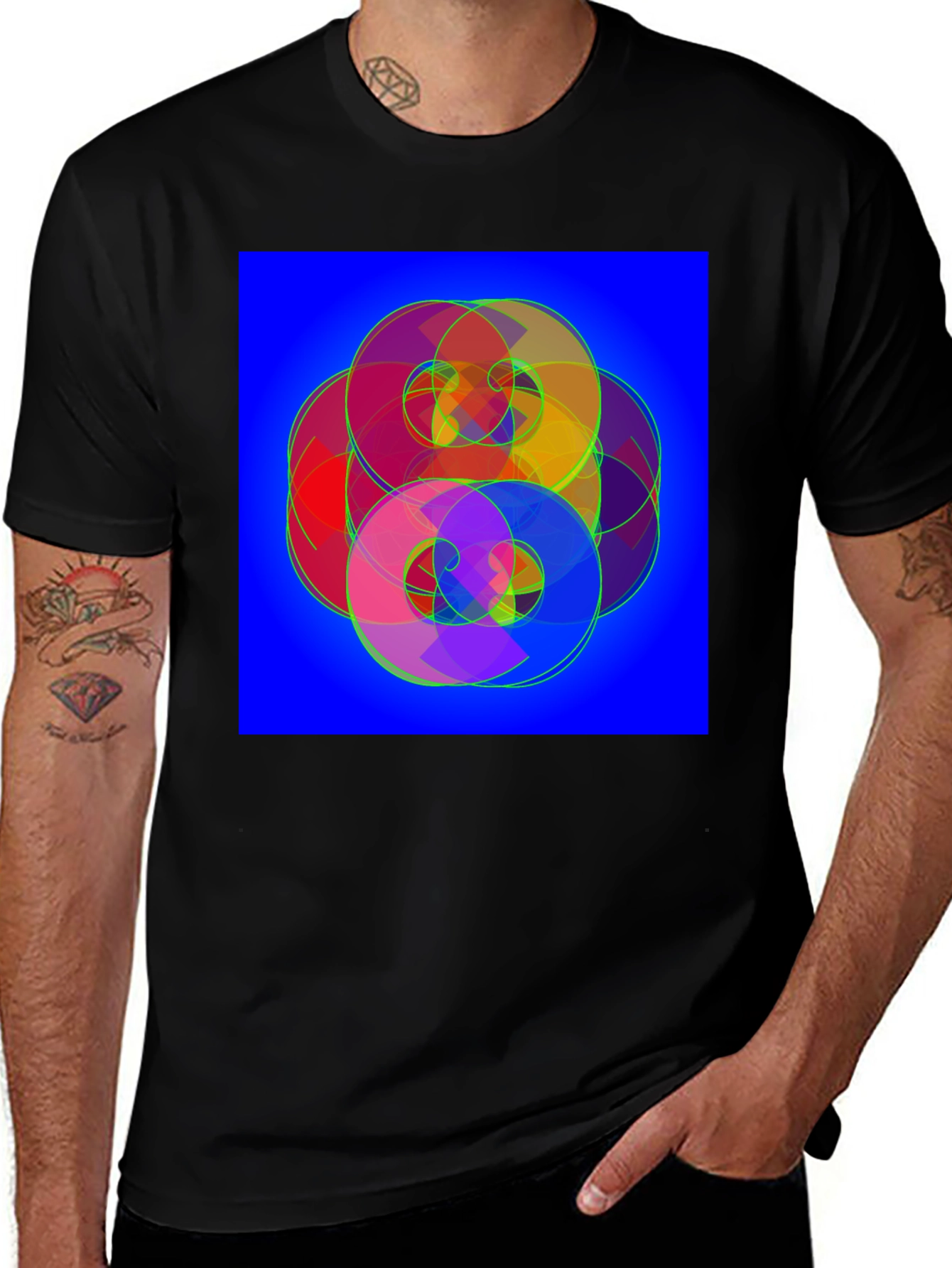 Variant 18 of Abstract Circle Design Black T-Shirt