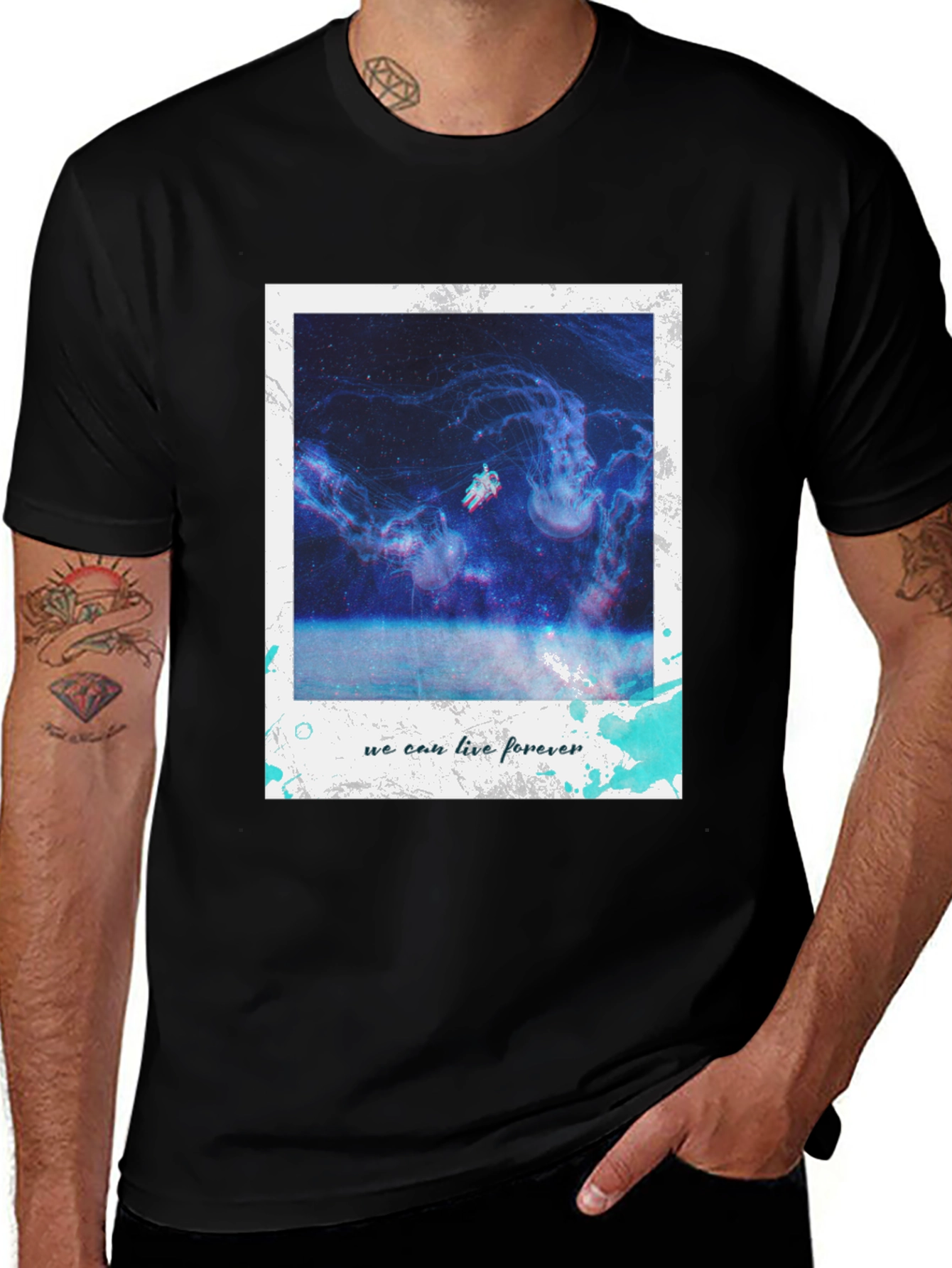Variant 15 of Space Jellyfish T-Shirt - We Can Live Forever Graphic Tee