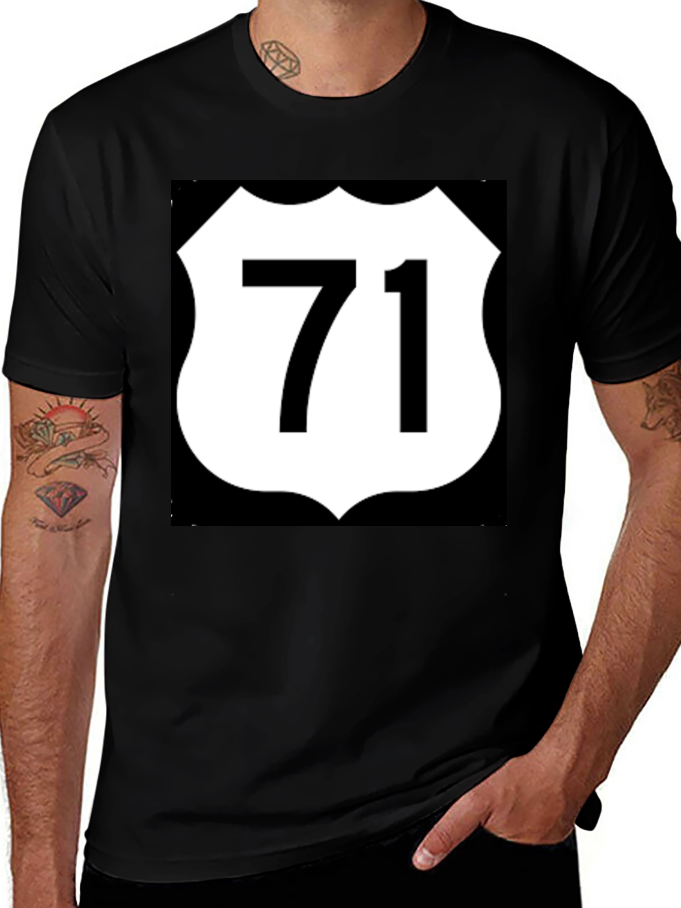 Route 71 Graphic Tee - Black Cotton Blend