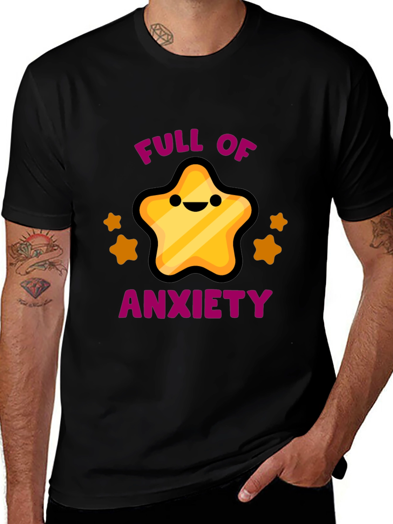 Variant 21 of Anxiety Star Black Graphic Tee