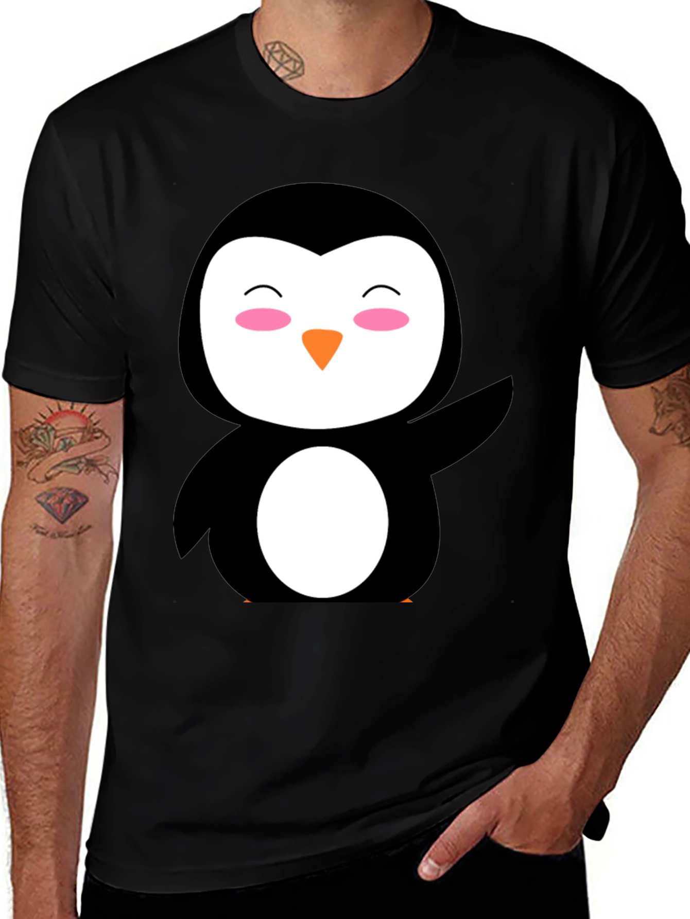 Variant 23 of Cute Penguin Graphic Black T-Shirt