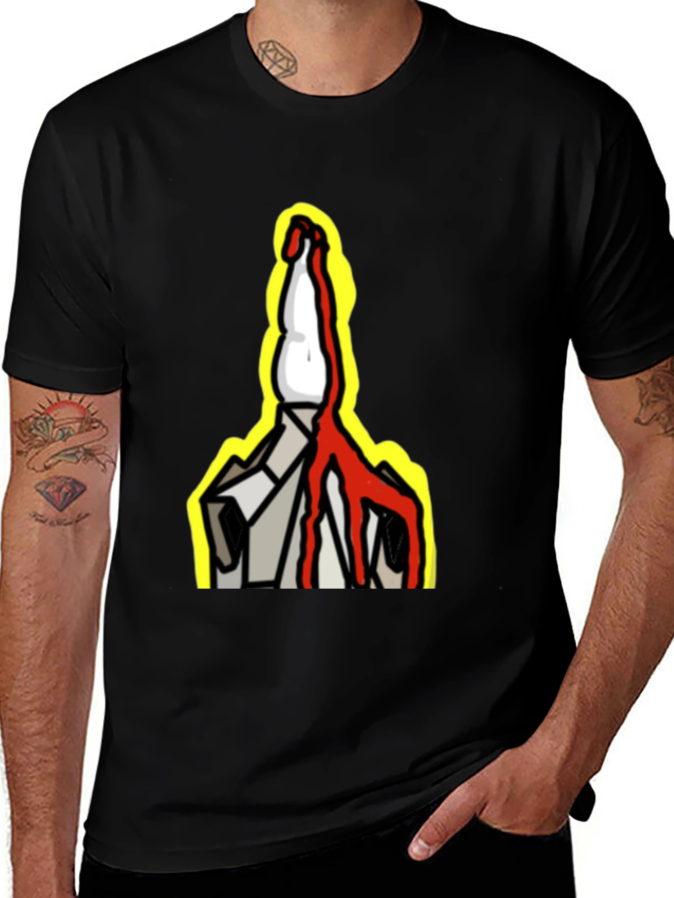 Variant 22 of Bloody Finger Graphic Tee - Black Cotton T-Shirt