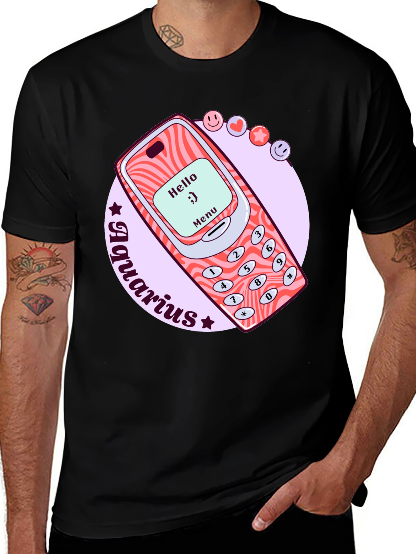 Aquarius Retro Cell Phone T-Shirt