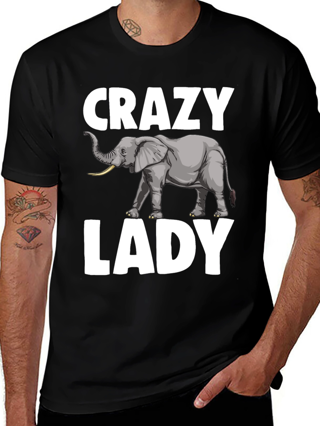 Variant 4 of Crazy Elephant Lady T-Shirt - Novelty Graphic Tee