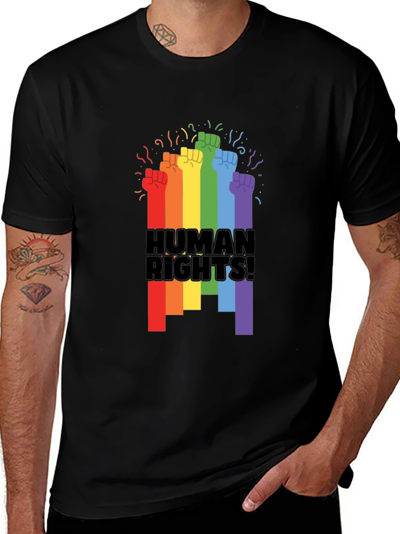 Variant 28 of Human Rights Rainbow Fist T-Shirt