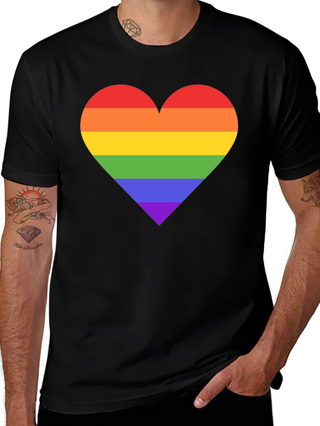 LGBT Pride Heart Tee - Black Cotton Blend