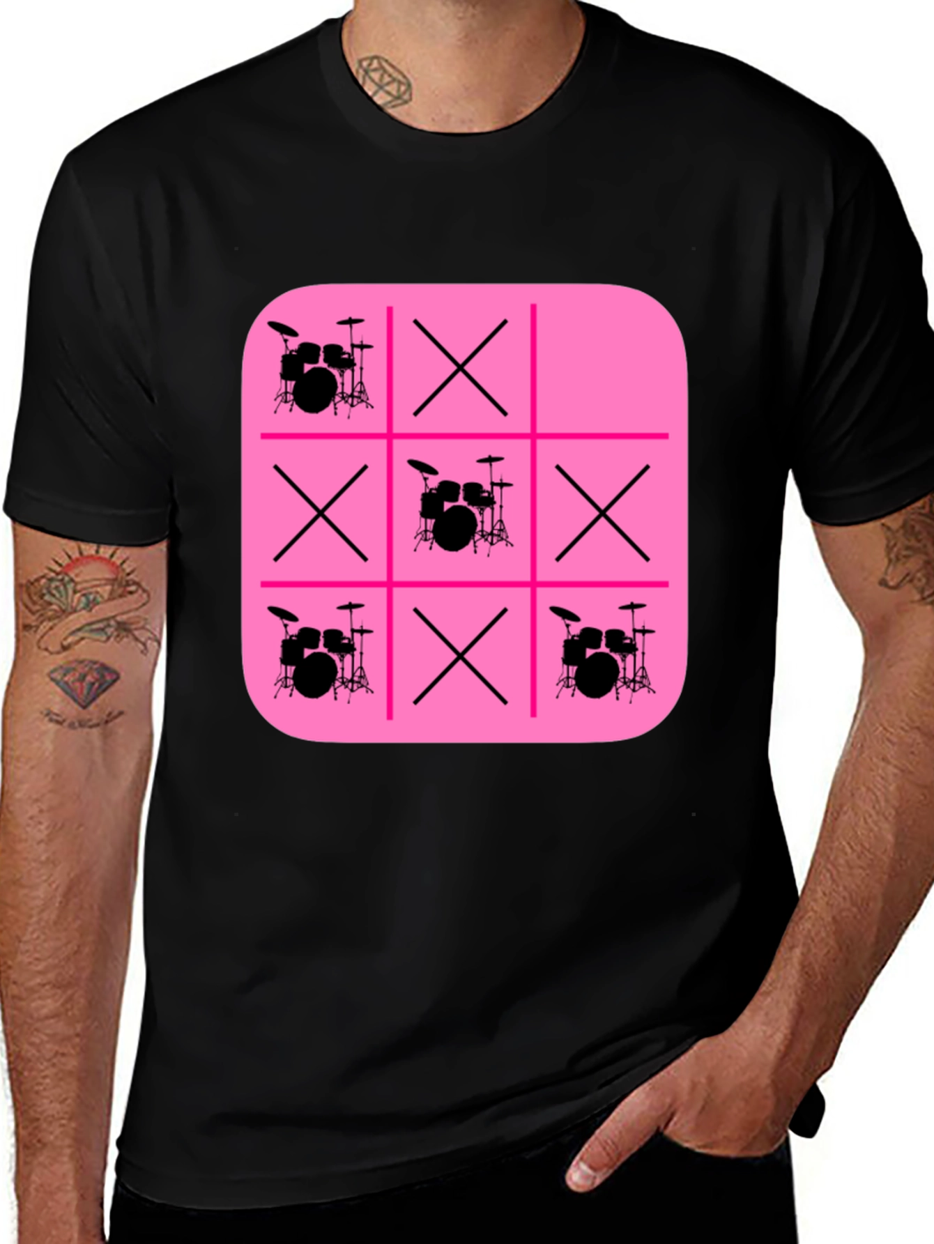 Variant 28 of Tic-Tac-Toe Drum Set Graphic Tee