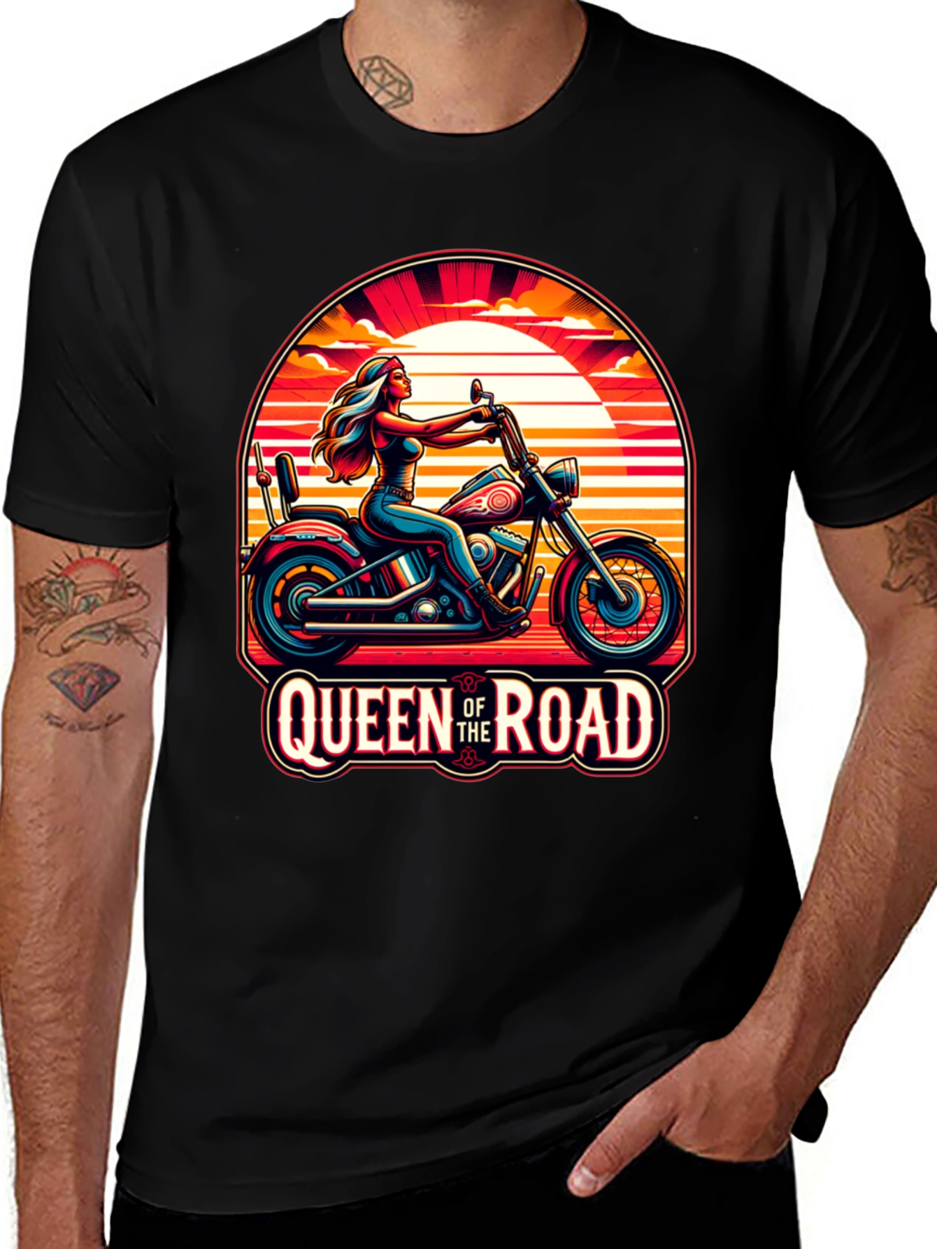 Variant 23 of Queen of the Road Graphic Tee - Black Cotton T-Shirt