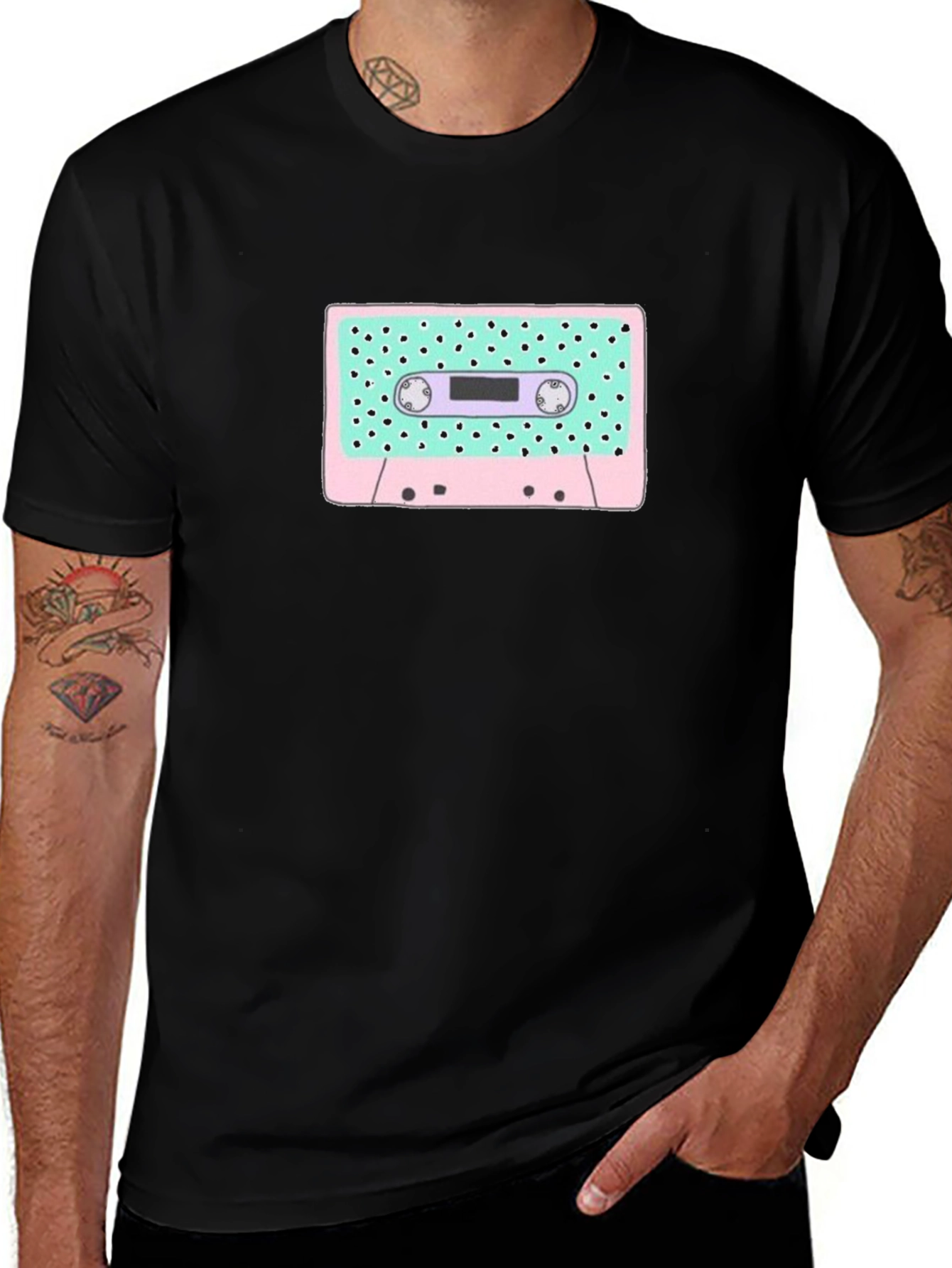 Variant 6 of Retro Cassette Tape Graphic Tee - Black