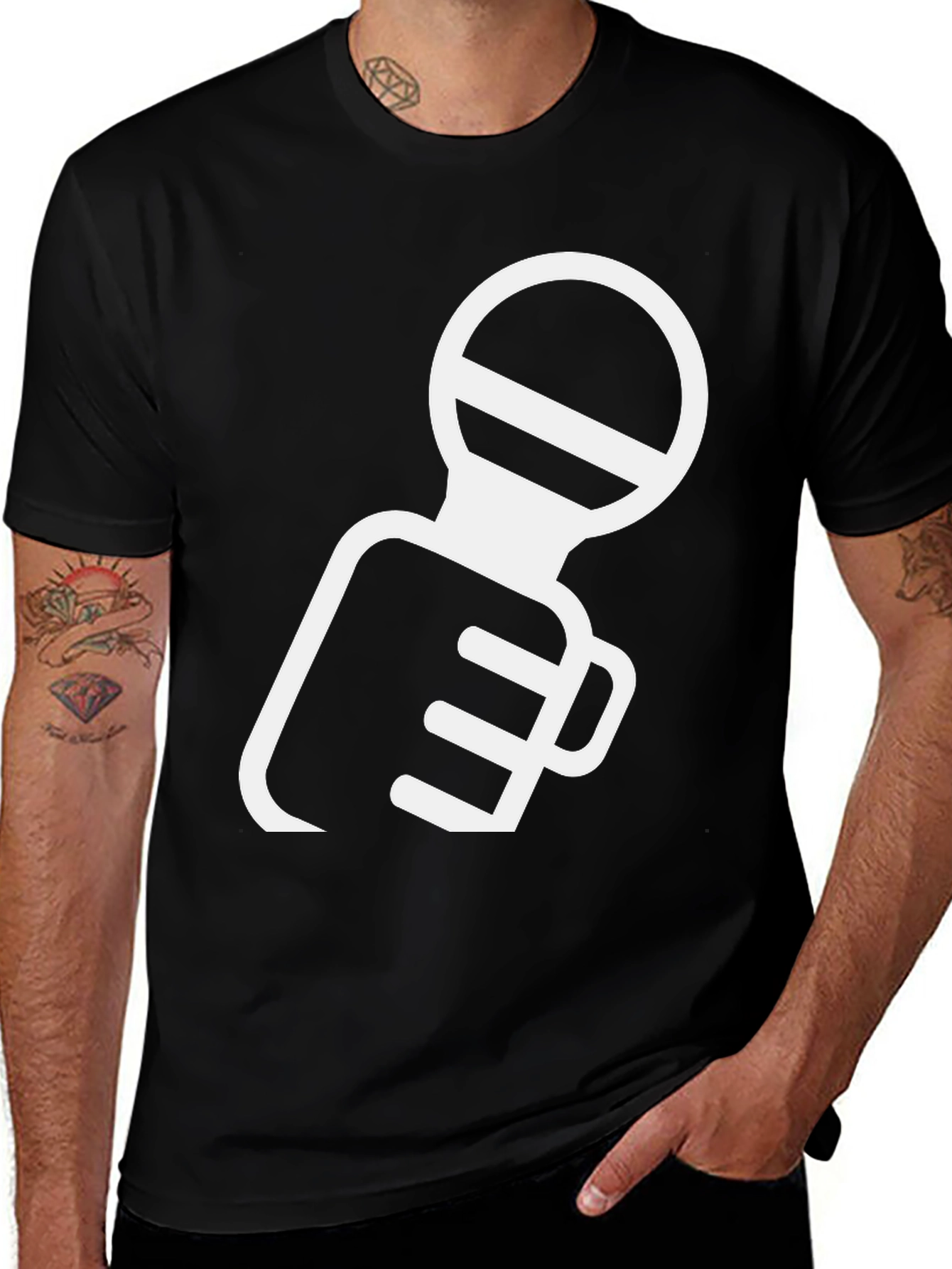 Variant 17 of Black T-Shirt with Microphone Graphic