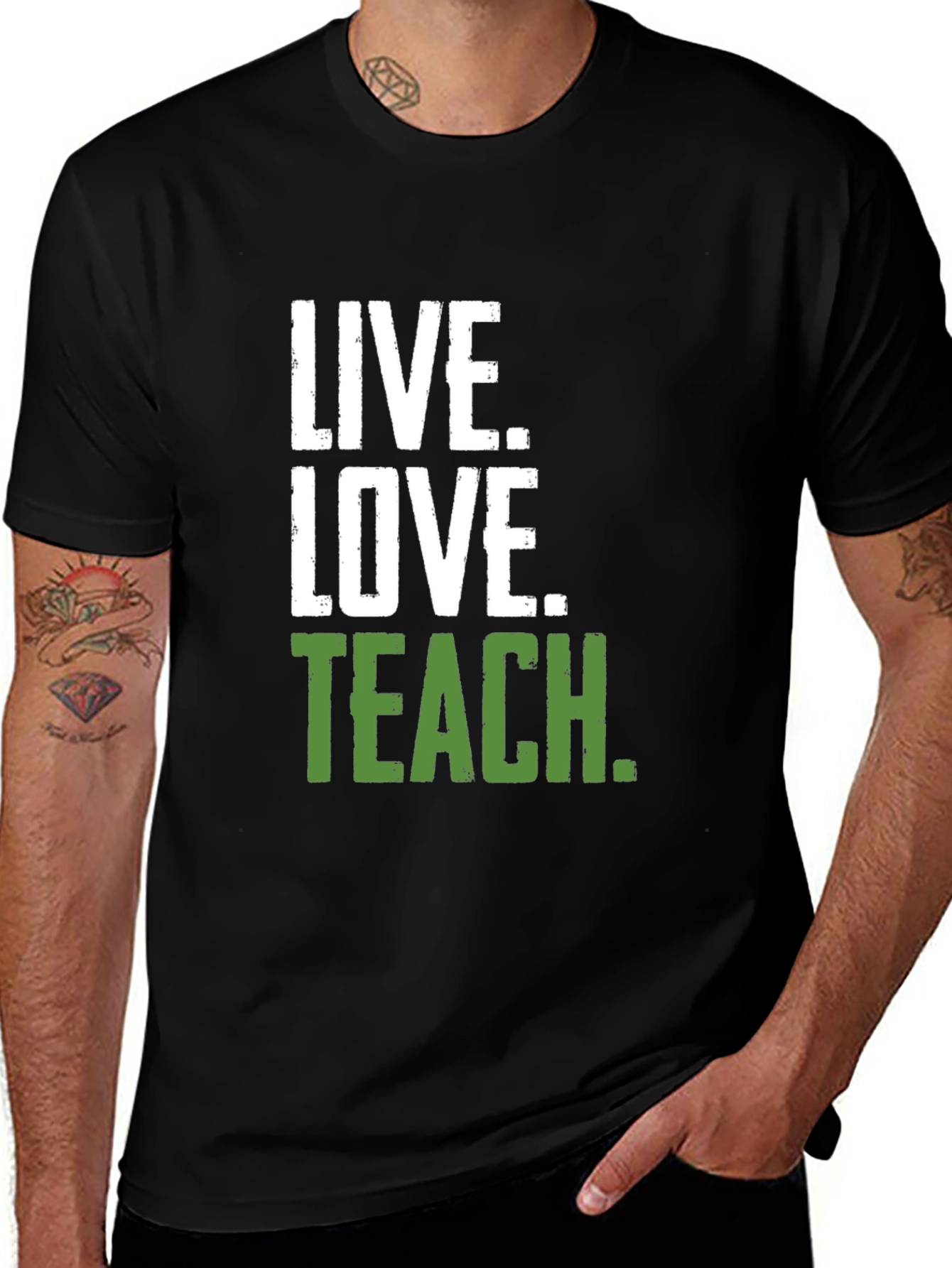 Variant 19 of Live Love Teach Black Crewneck T-Shirt