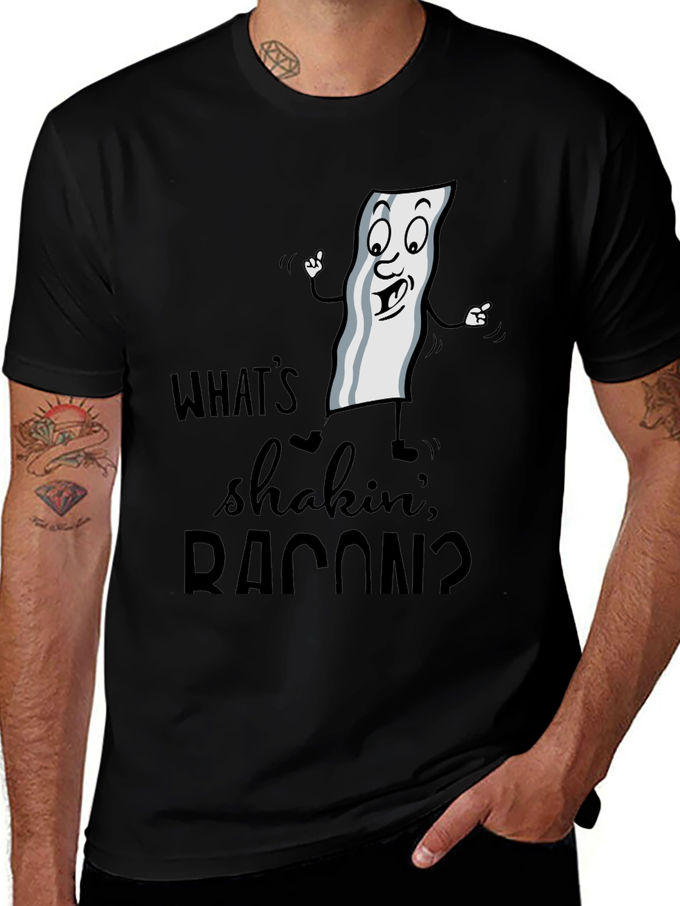 Variant 24 of Funny "What's Shakin' Bacon" Graphic T-Shirt