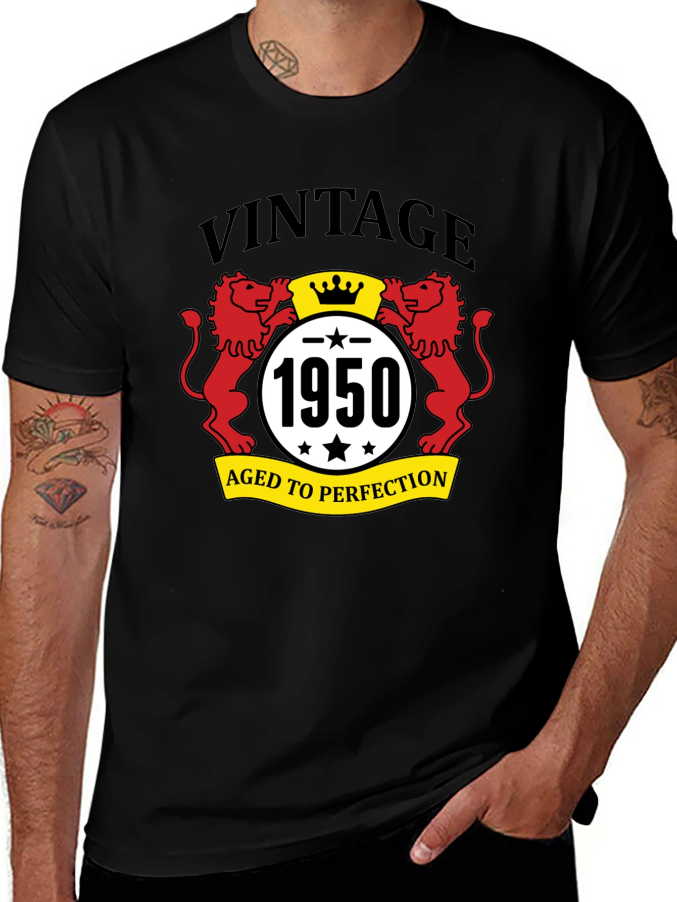 Variant 13 of Vintage 1950 Aged to Perfection Black T-Shirt