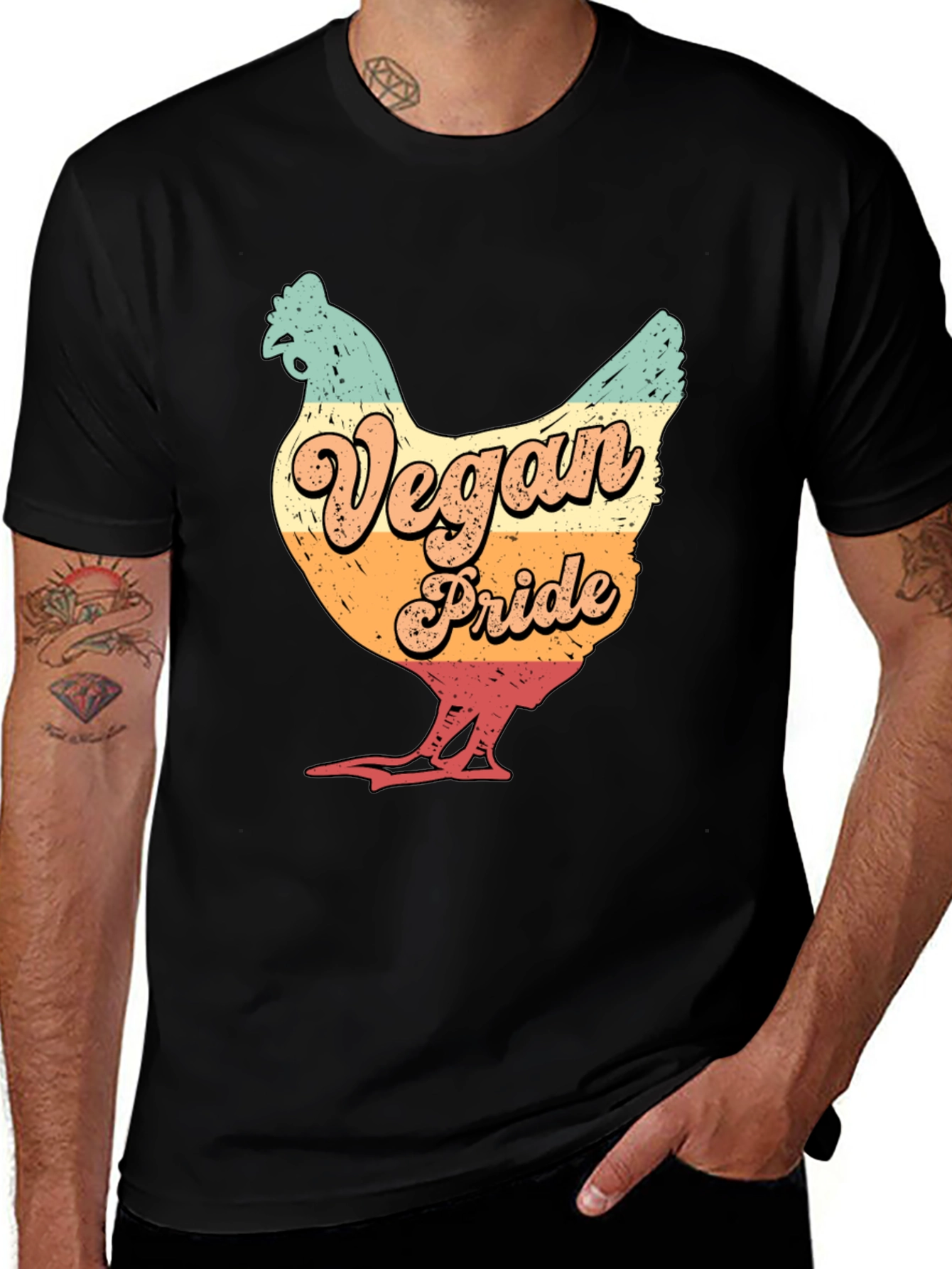 Variant 7 of Vegan Pride Chicken Graphic T-Shirt
