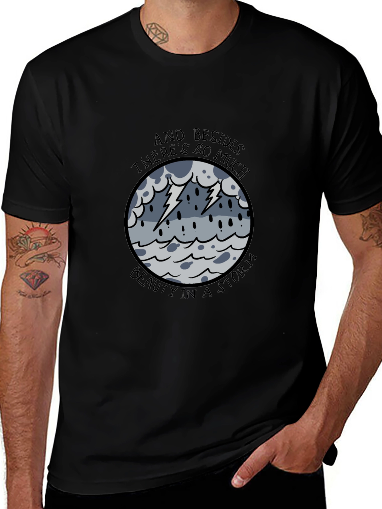 Variant 7 of Storm Beauty Graphic Tee - Soft Cotton Black T-Shirt