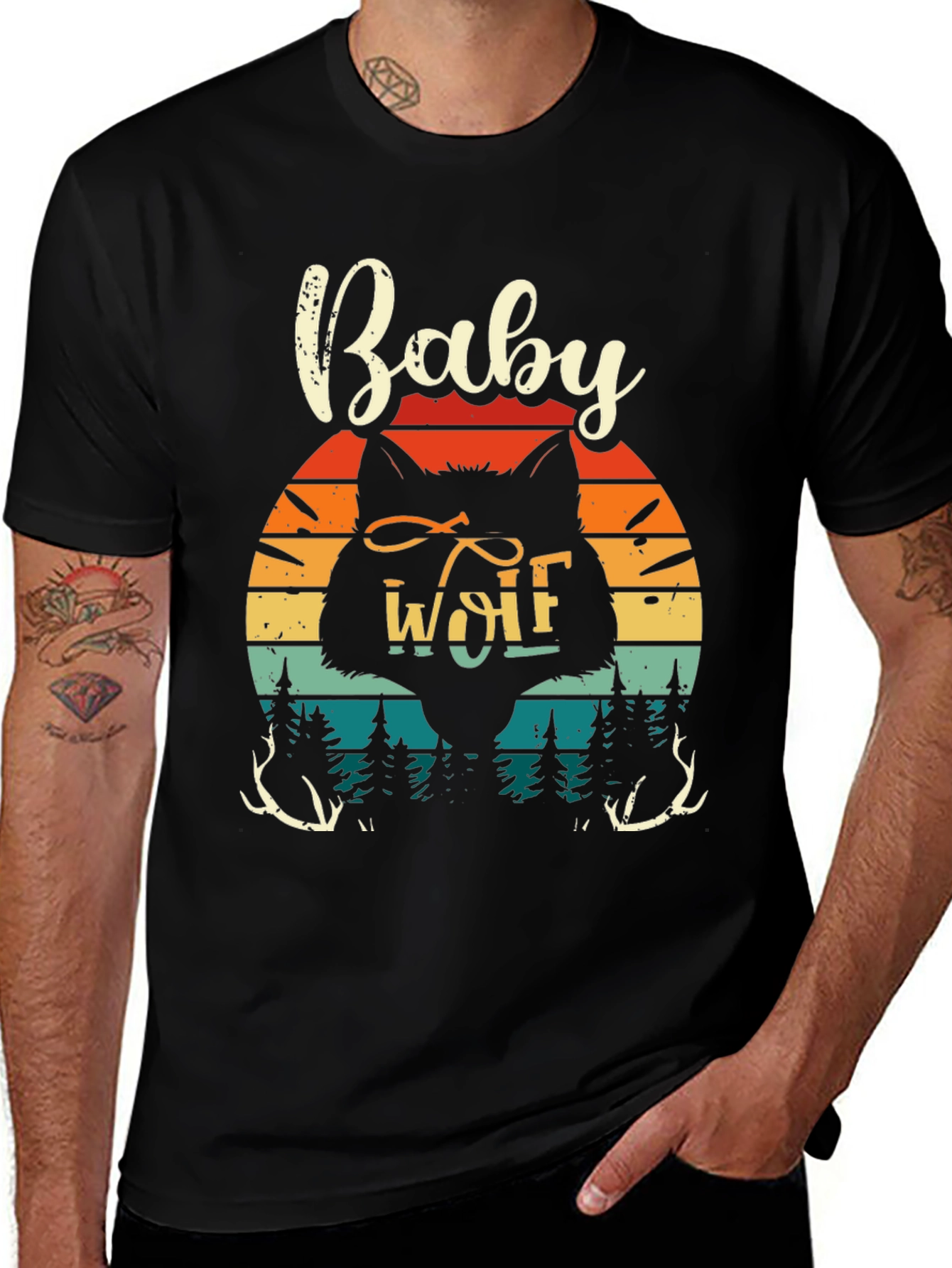 Variant 26 of Baby Wolf Retro Style Graphic Tee