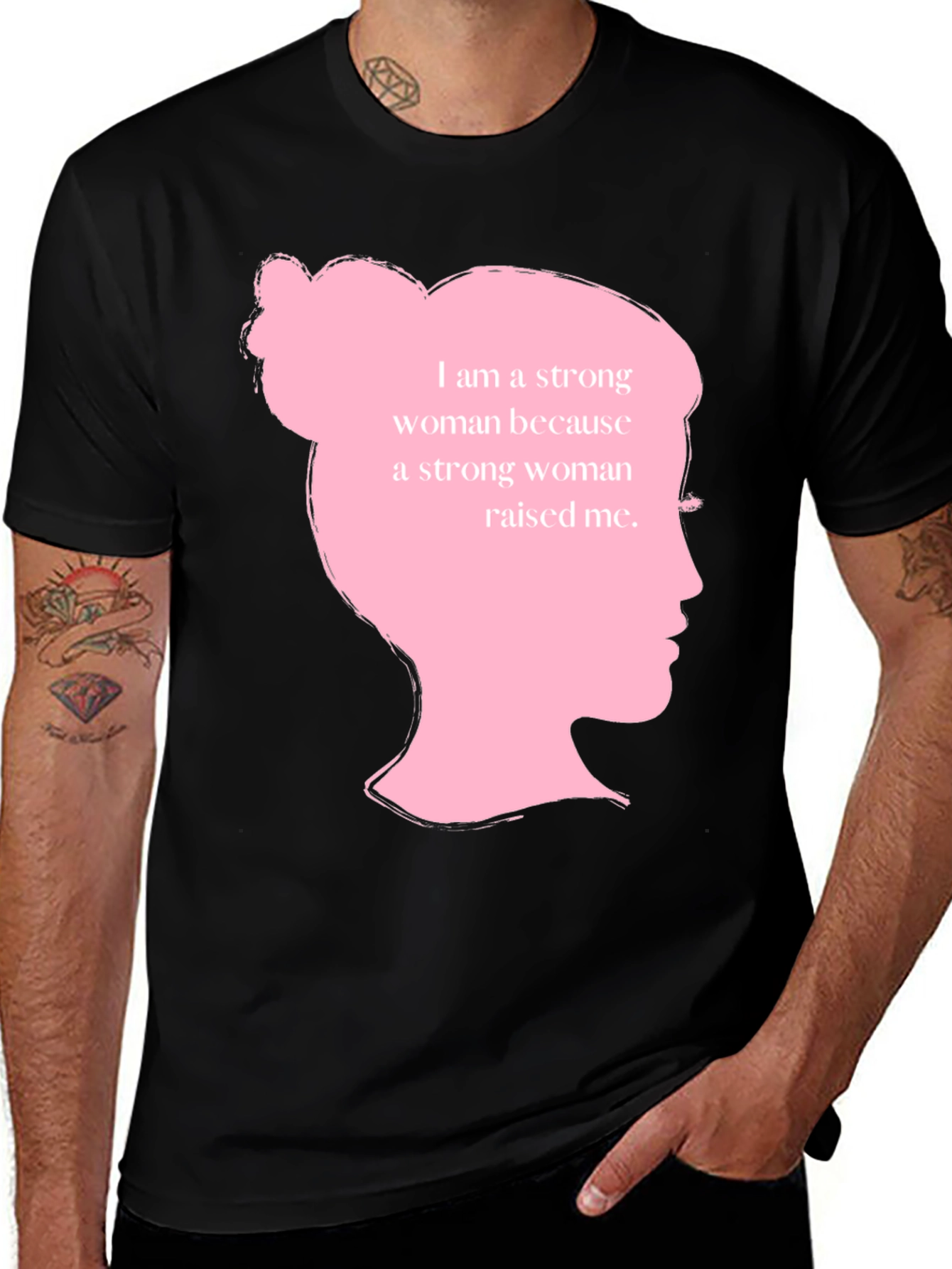 Variant 7 of Strong Woman Silhouette Graphic Tee - Black