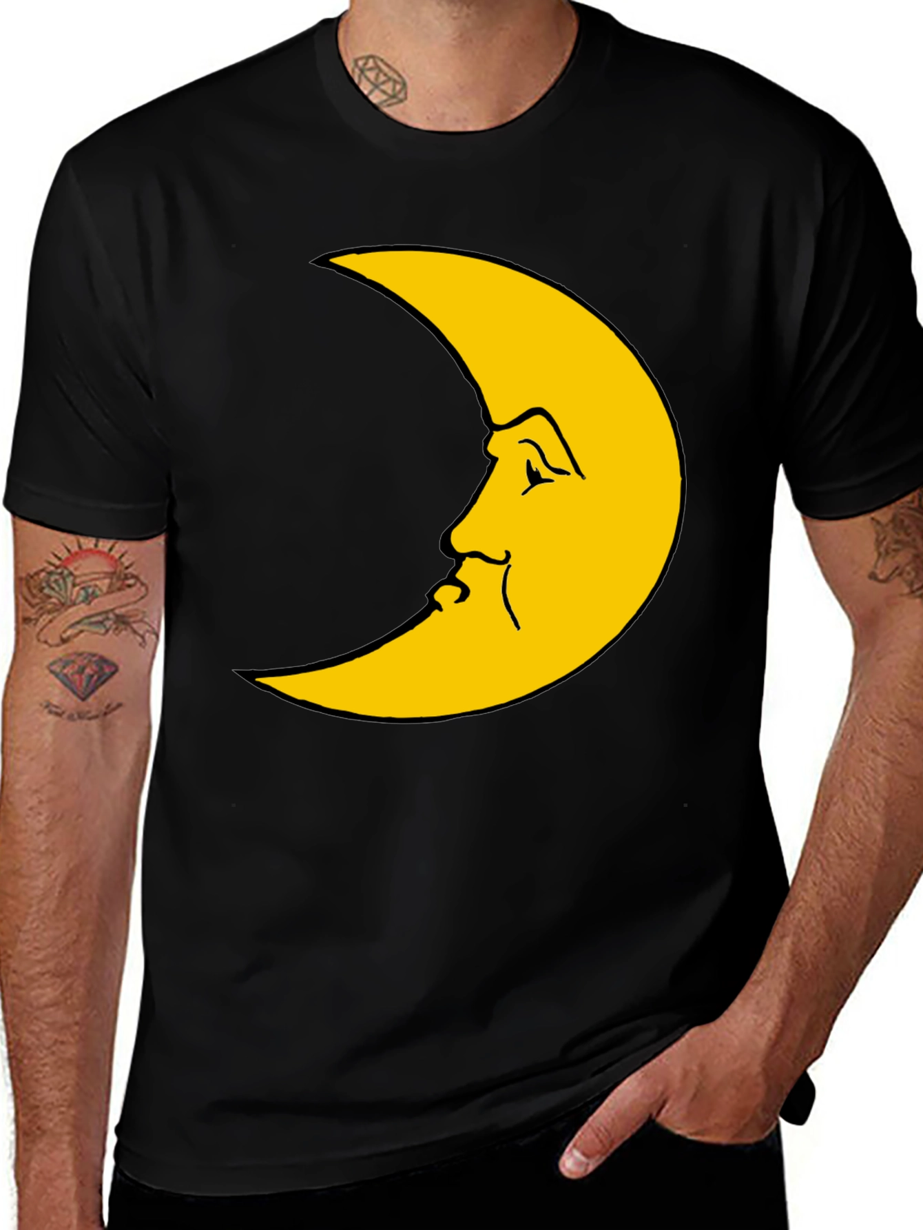 Variant 13 of Moon Face Graphic T-Shirt - Black
