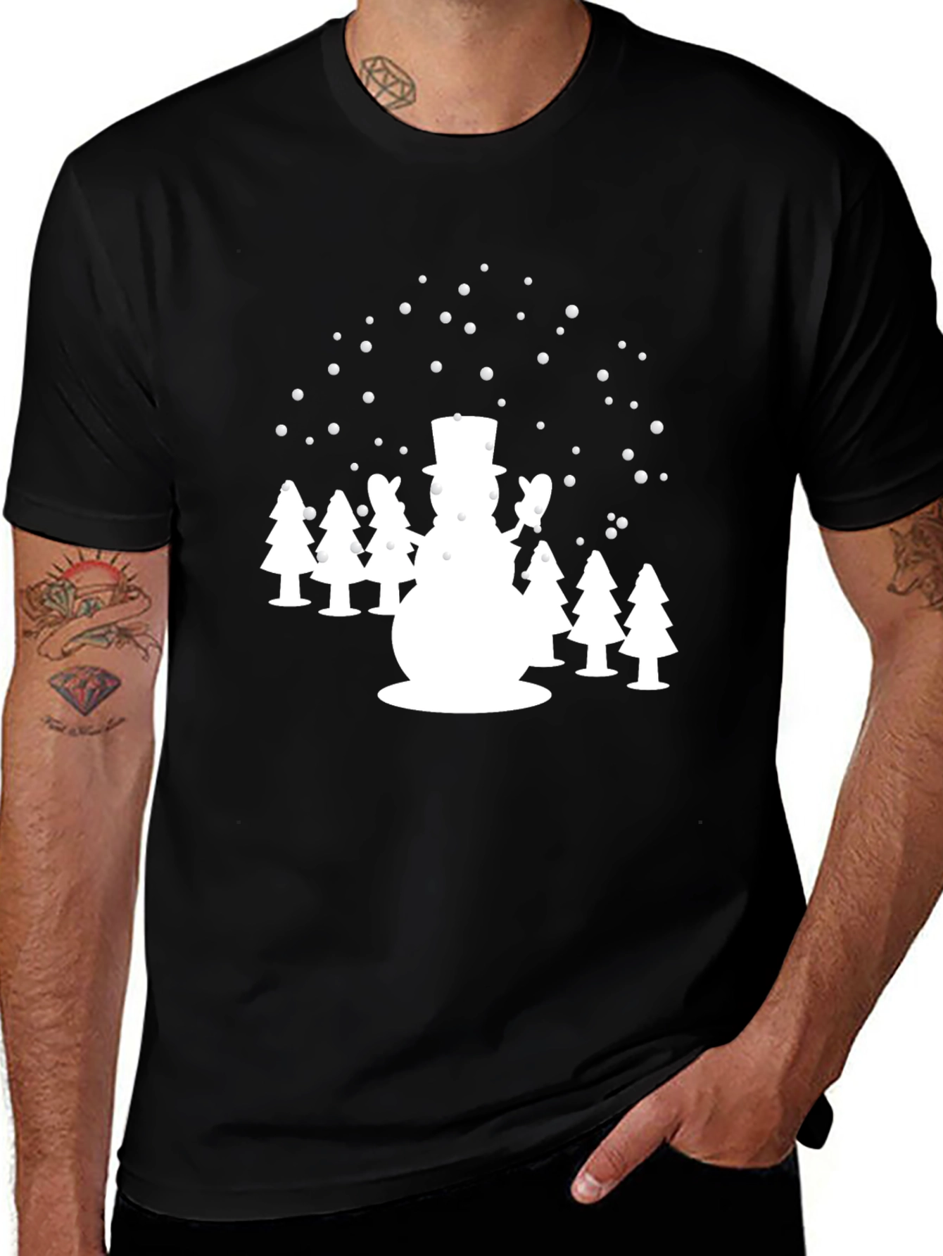 Variant 7 of Snowman in the Woods T-Shirt
