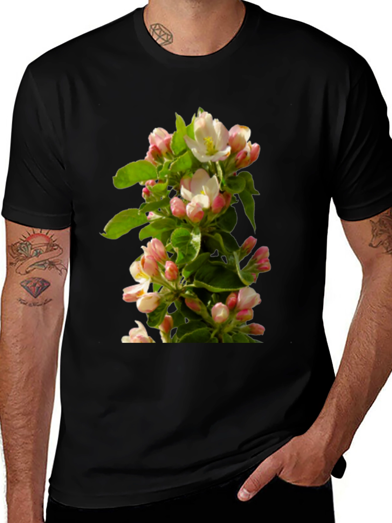 Variant 14 of Blossom T-Shirt - Floral Print Black Tee