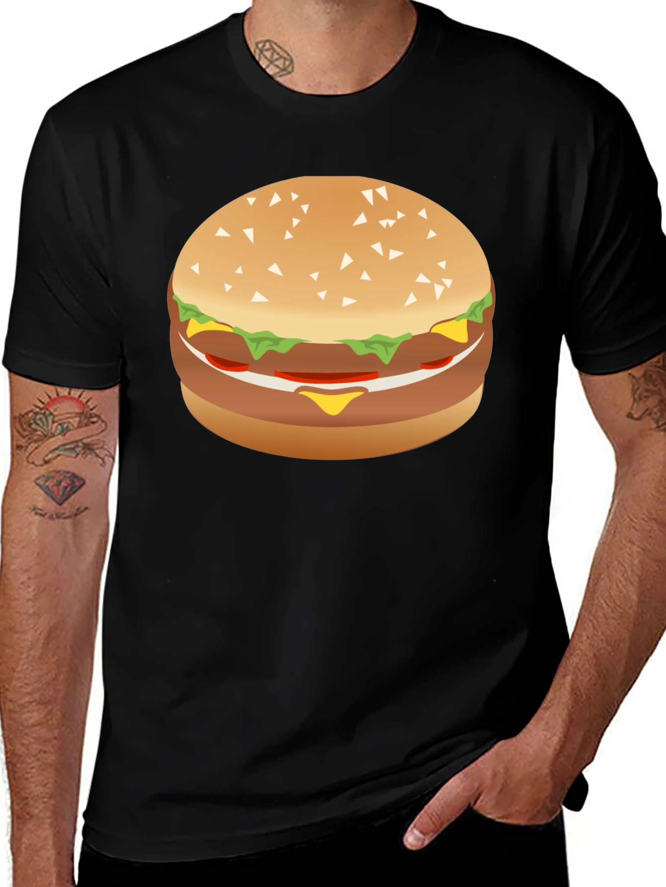 Variant 5 of Burger Graphic Black T-Shirt - Foodie Fashion