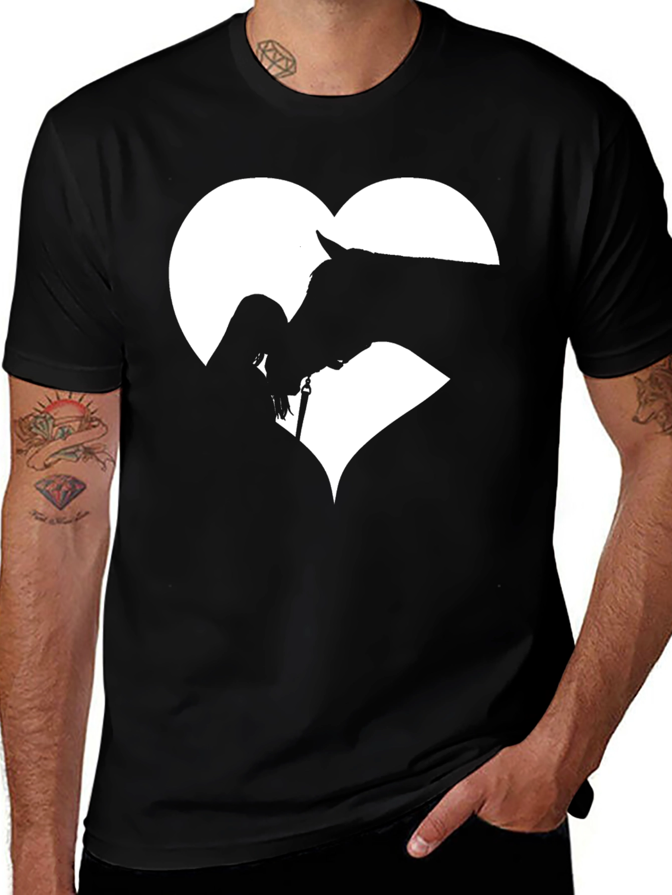 Variant 29 of Horse & Rider Heart Graphic Tee - Equestrian Love Shirt