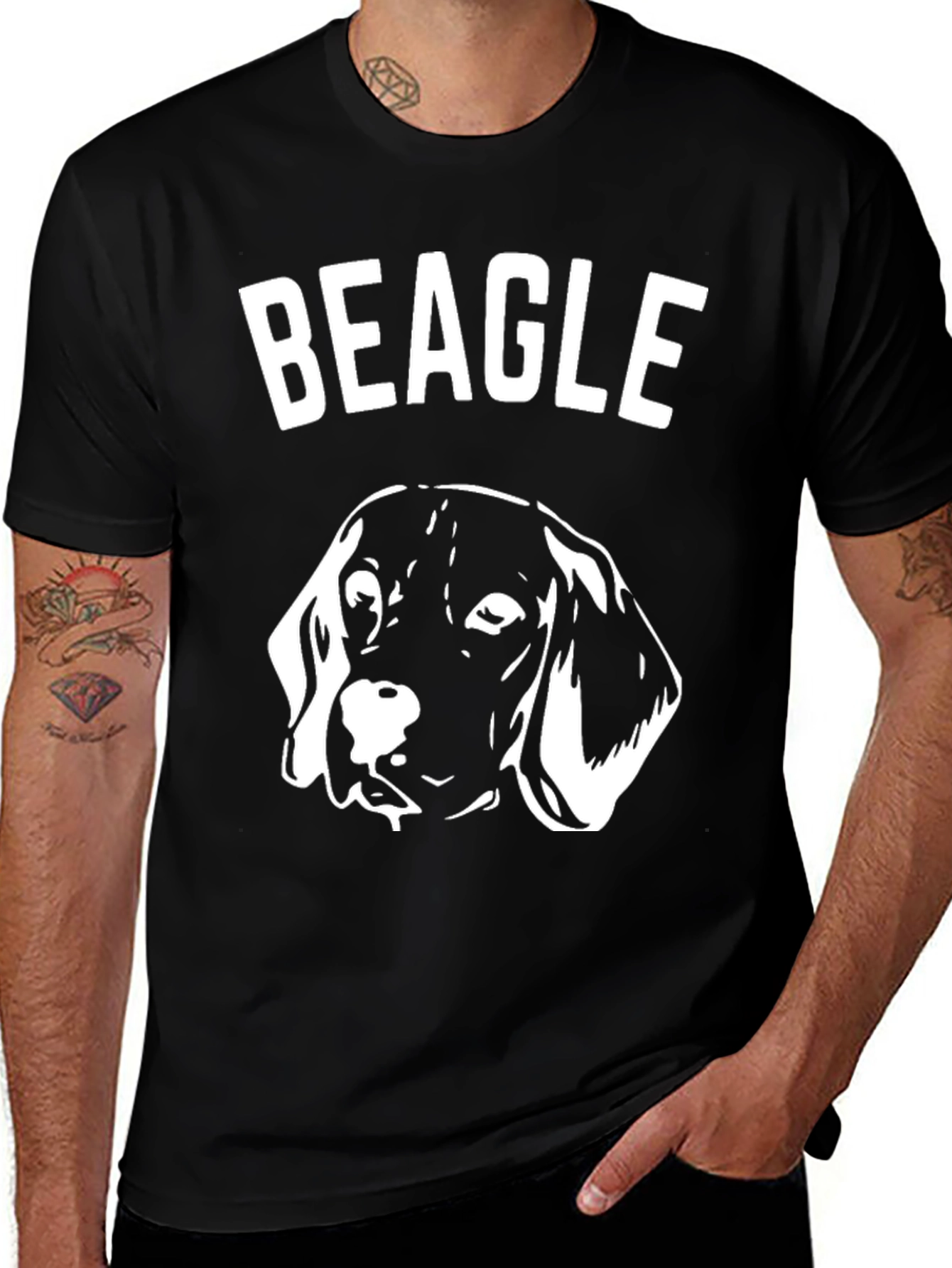 Variant 12 of Beagle Dog Graphic T-Shirt - Black Cotton Tee