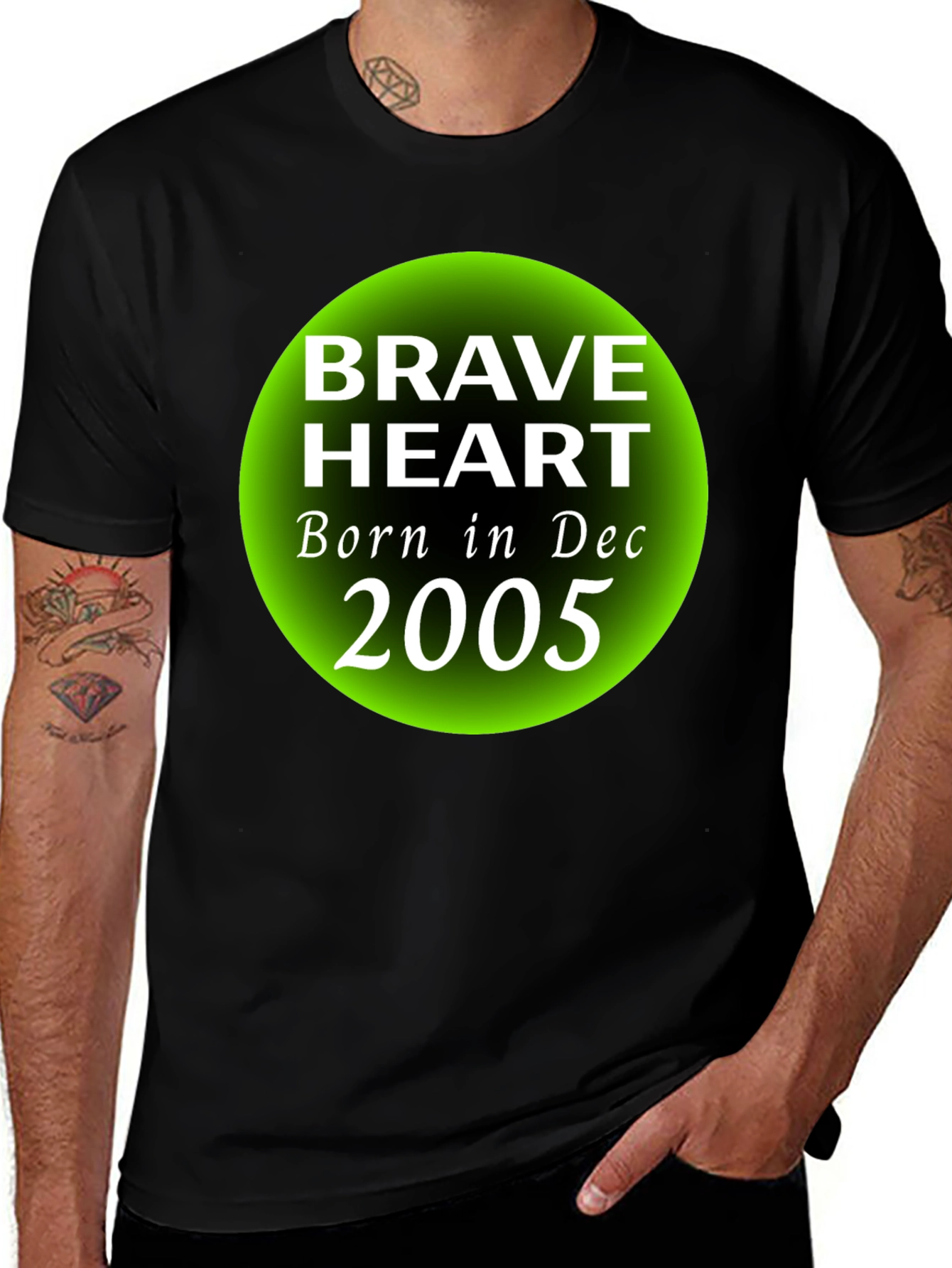 Brave Heart Born in Dec 2005 Black T-Shirt
