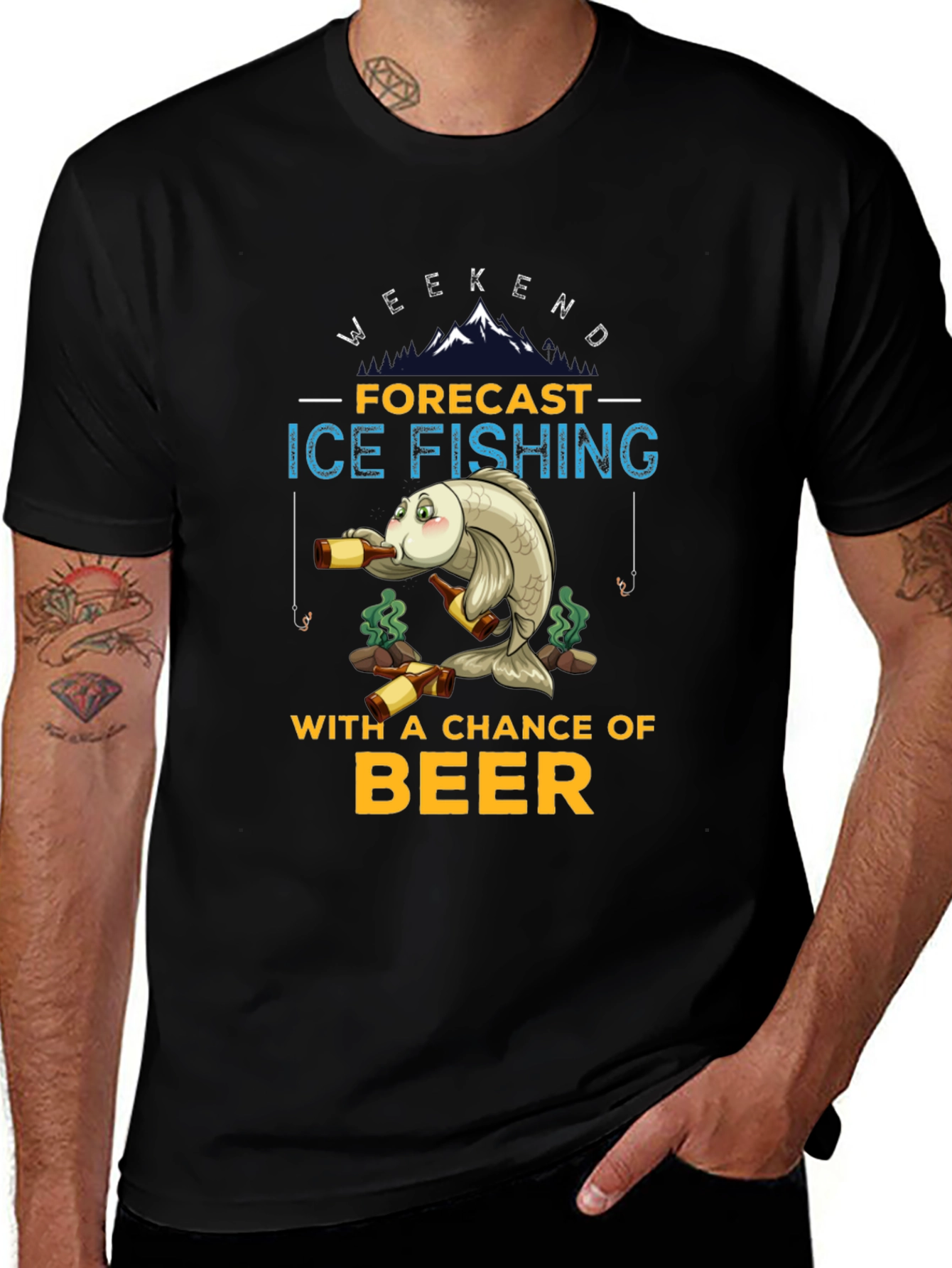 Variant 6 of Ice Fishing & Beer Graphic T-Shirt