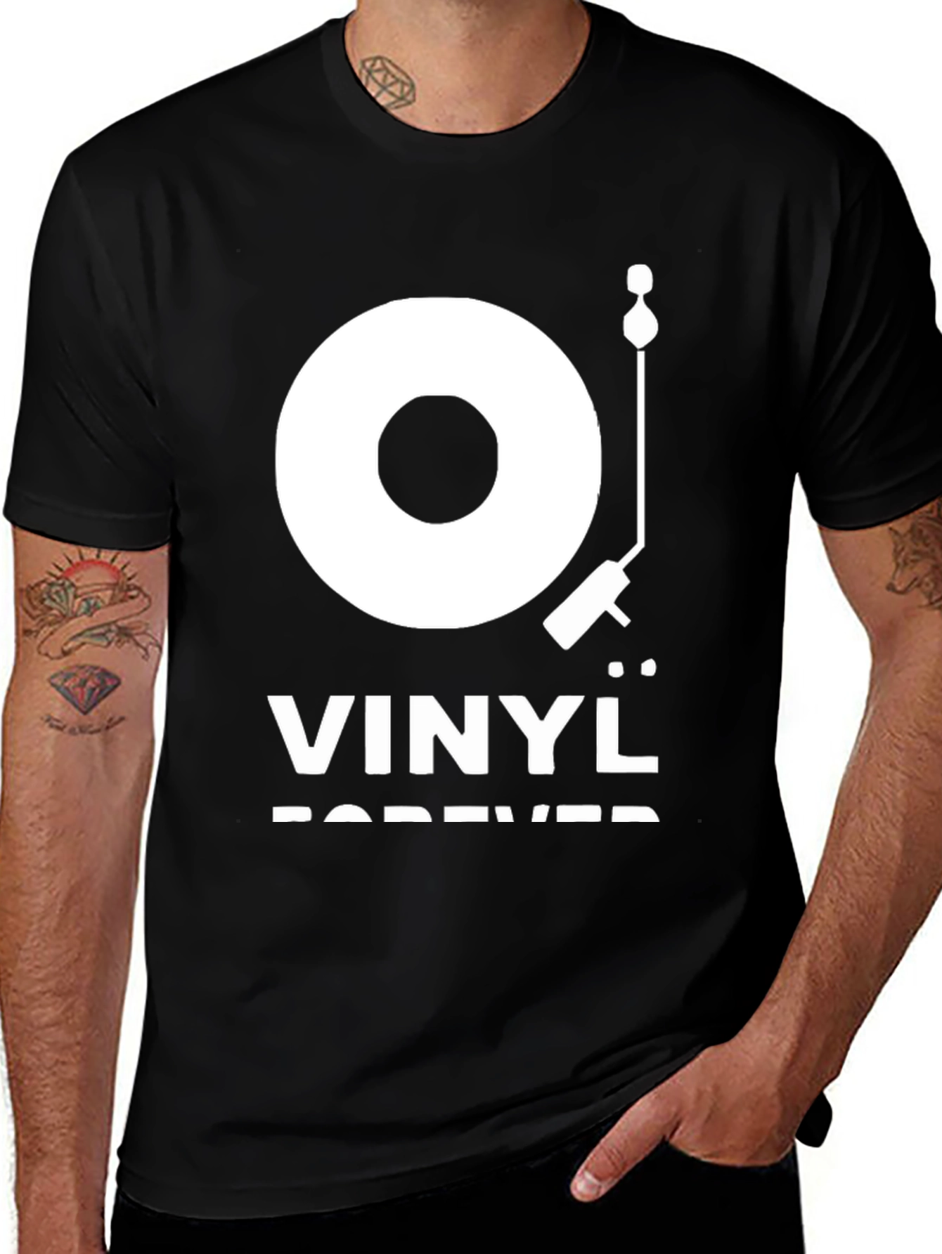 Variant 11 of Vinyl Forever Graphic Tee - Black