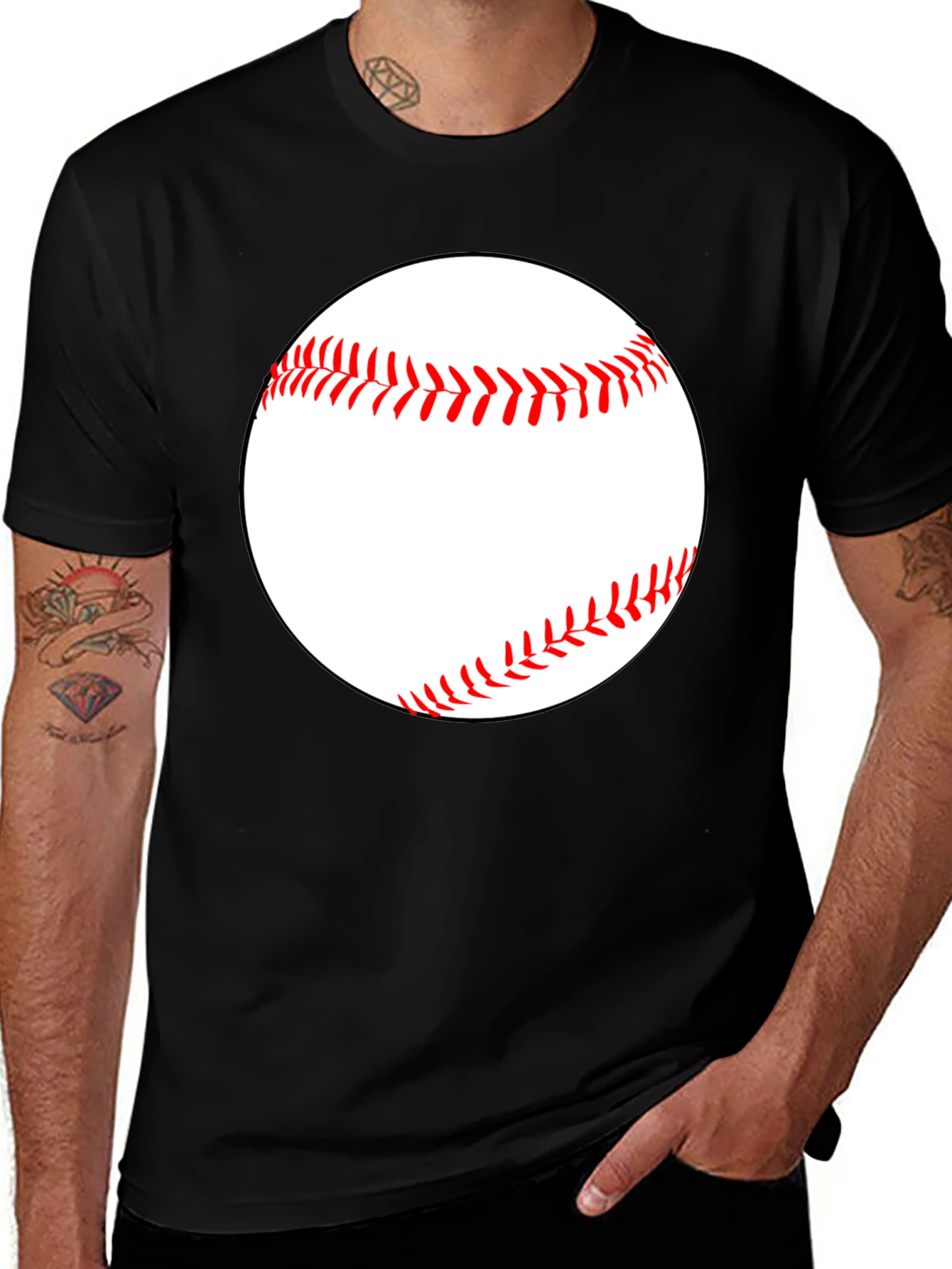 Variant 15 of Baseball Graphic Black T-Shirt