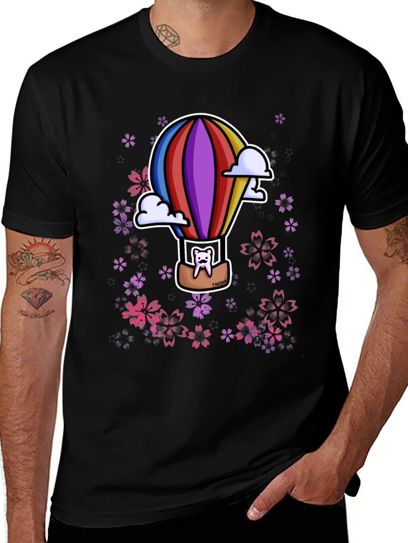 Variant 7 of Hot Air Balloon Cat Graphic Tee