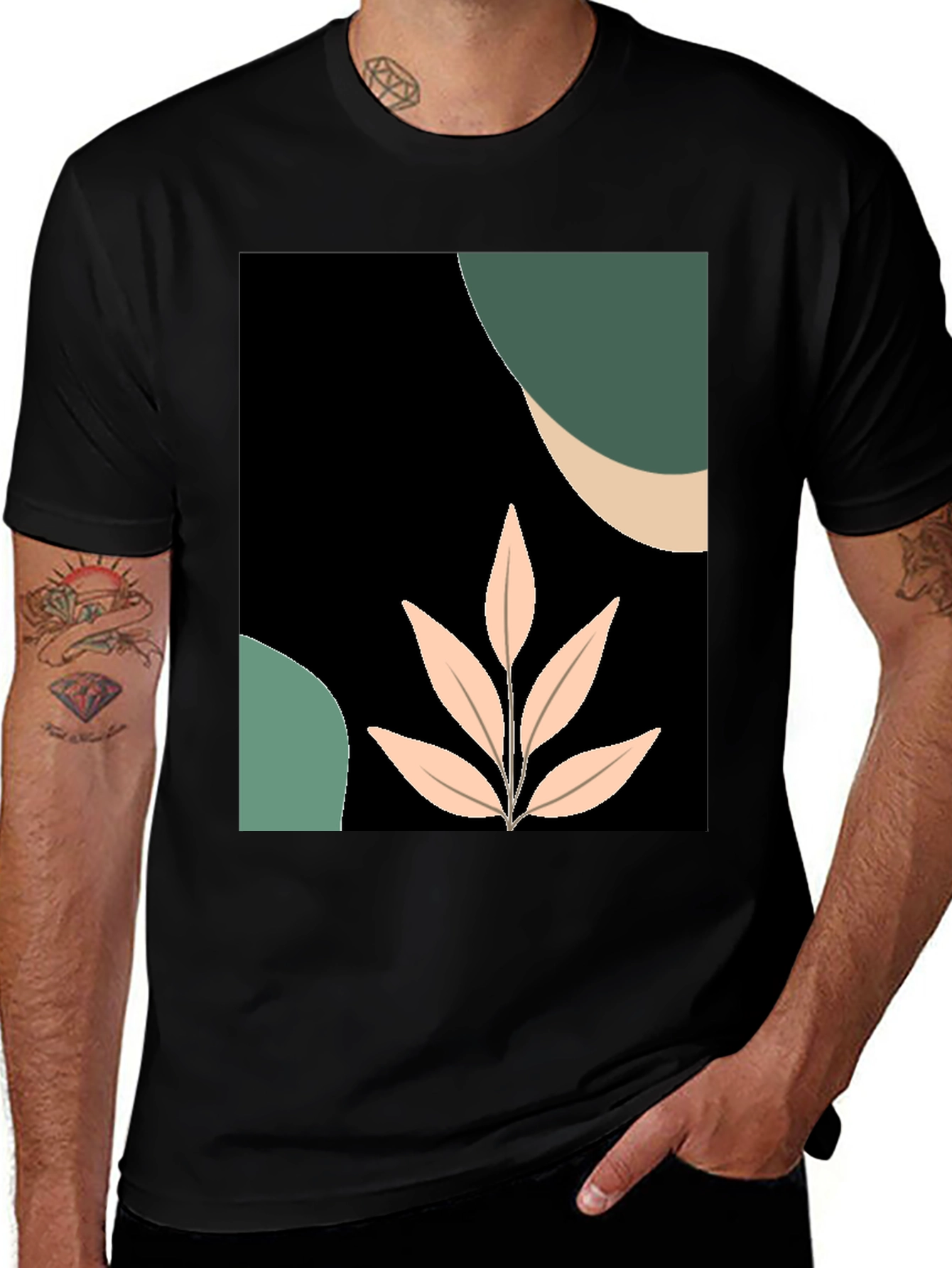 Variant 5 of Abstract Leaf Graphic Tee - Modern Casual Style