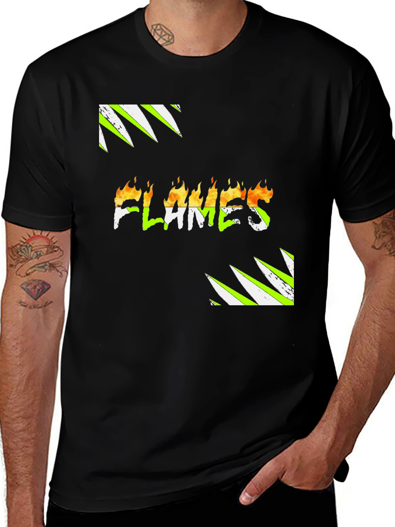 Variant 23 of Flames Graphic Print Men's Black T-Shirt