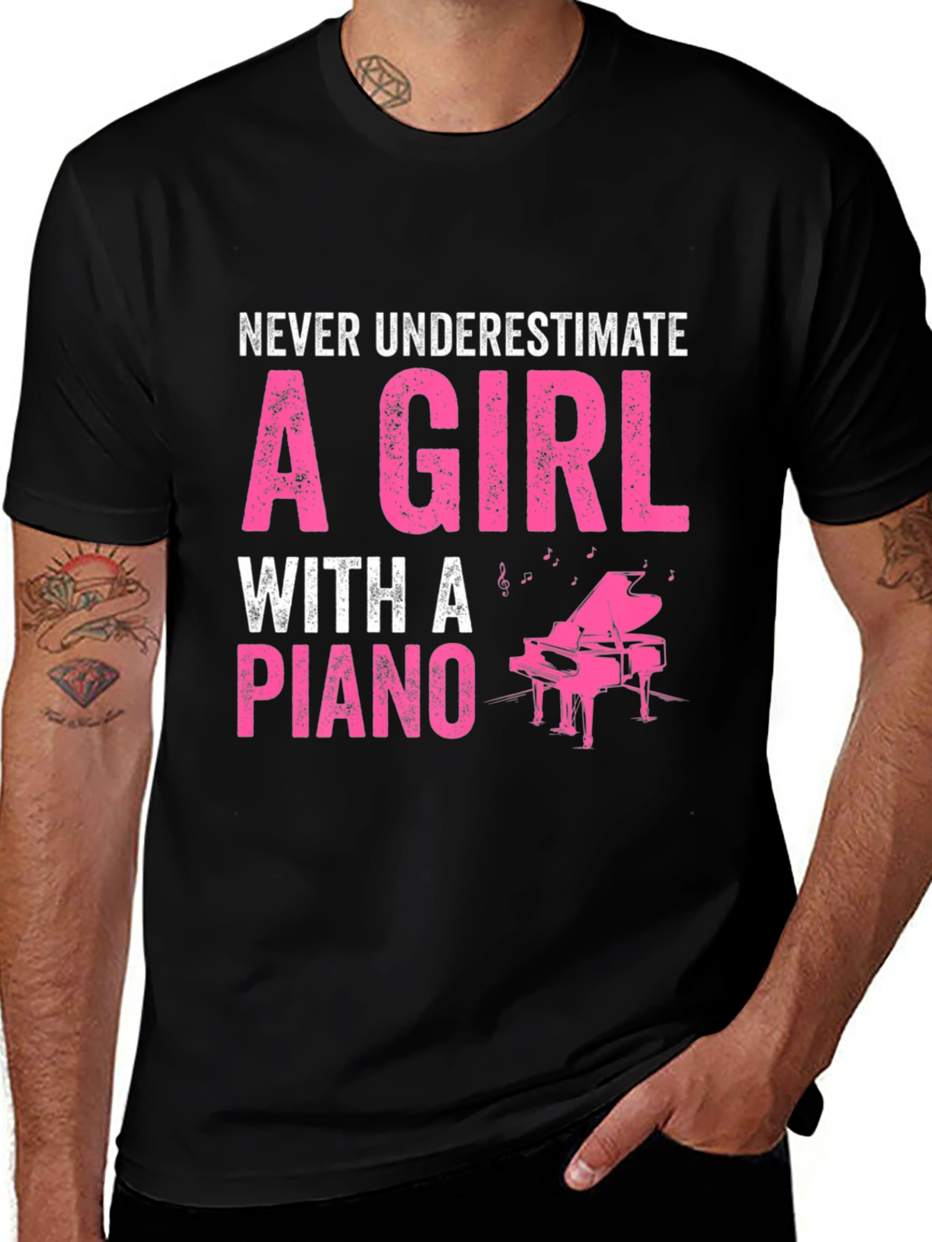 Variant 19 of Never Underestimate Piano Girl T-Shirt