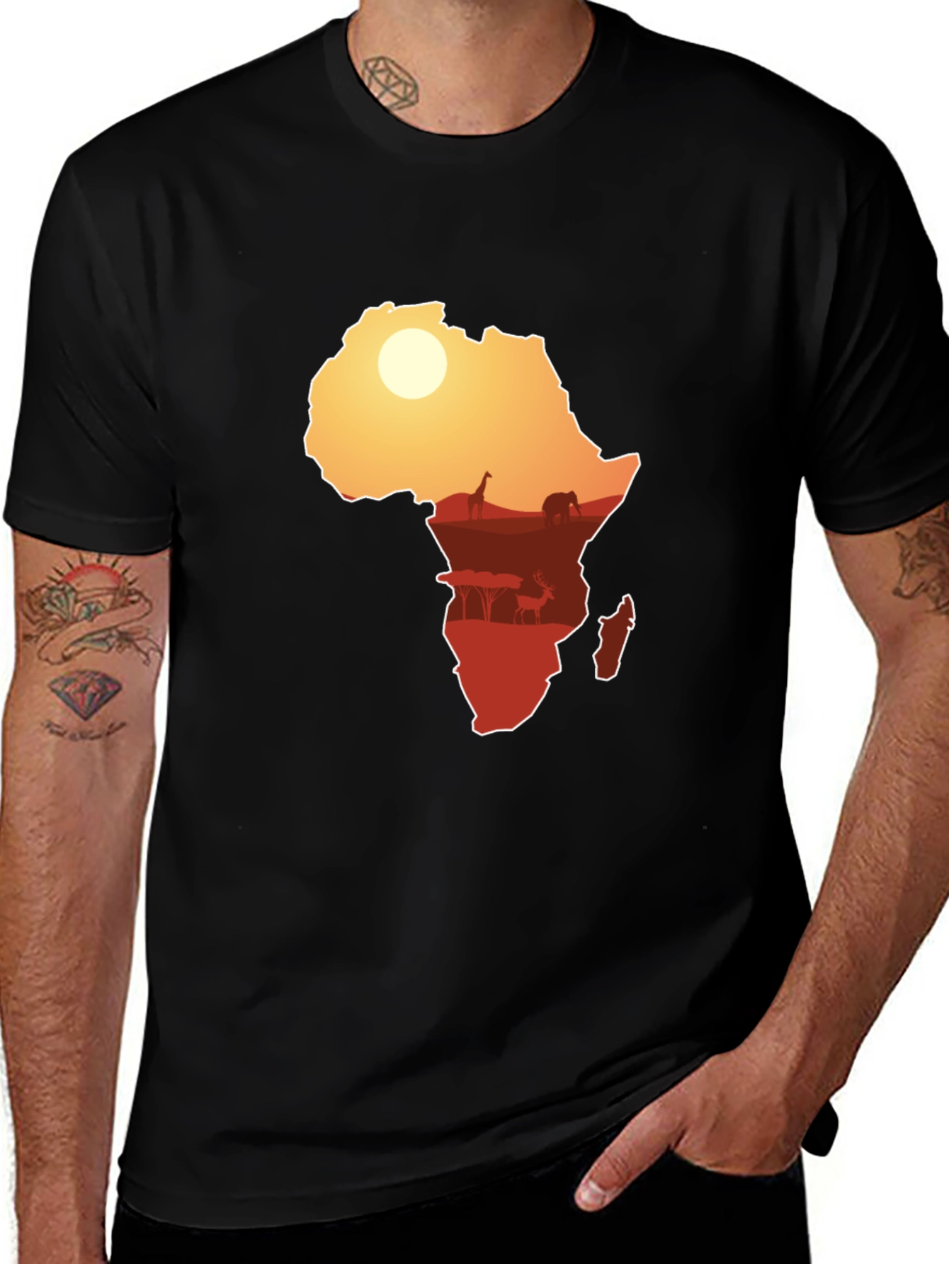 African Silhouette Graphic Tee - Black
