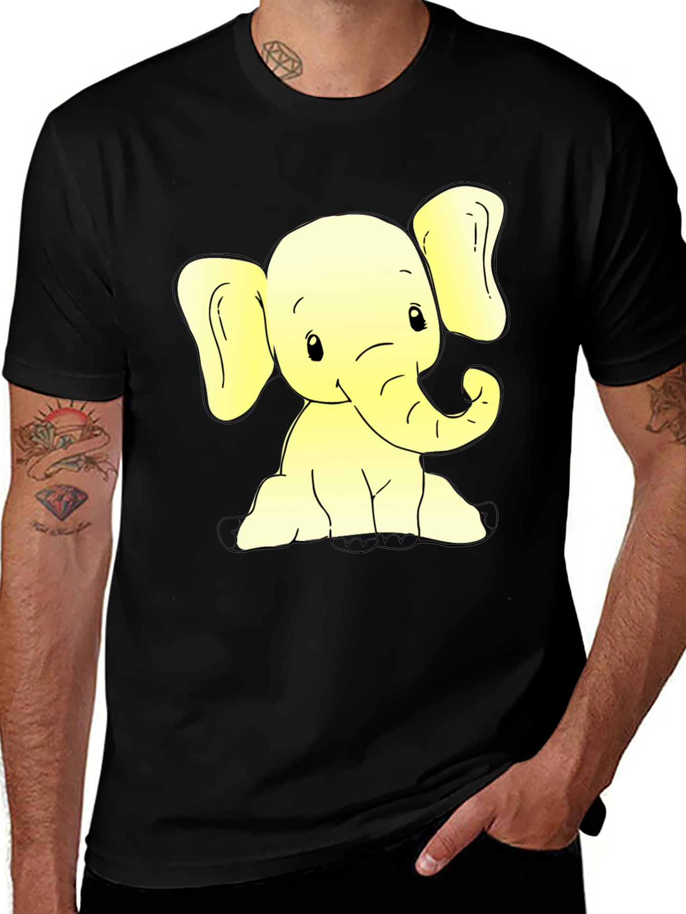 Variant 21 of Cute Elephant Graphic Black T-Shirt