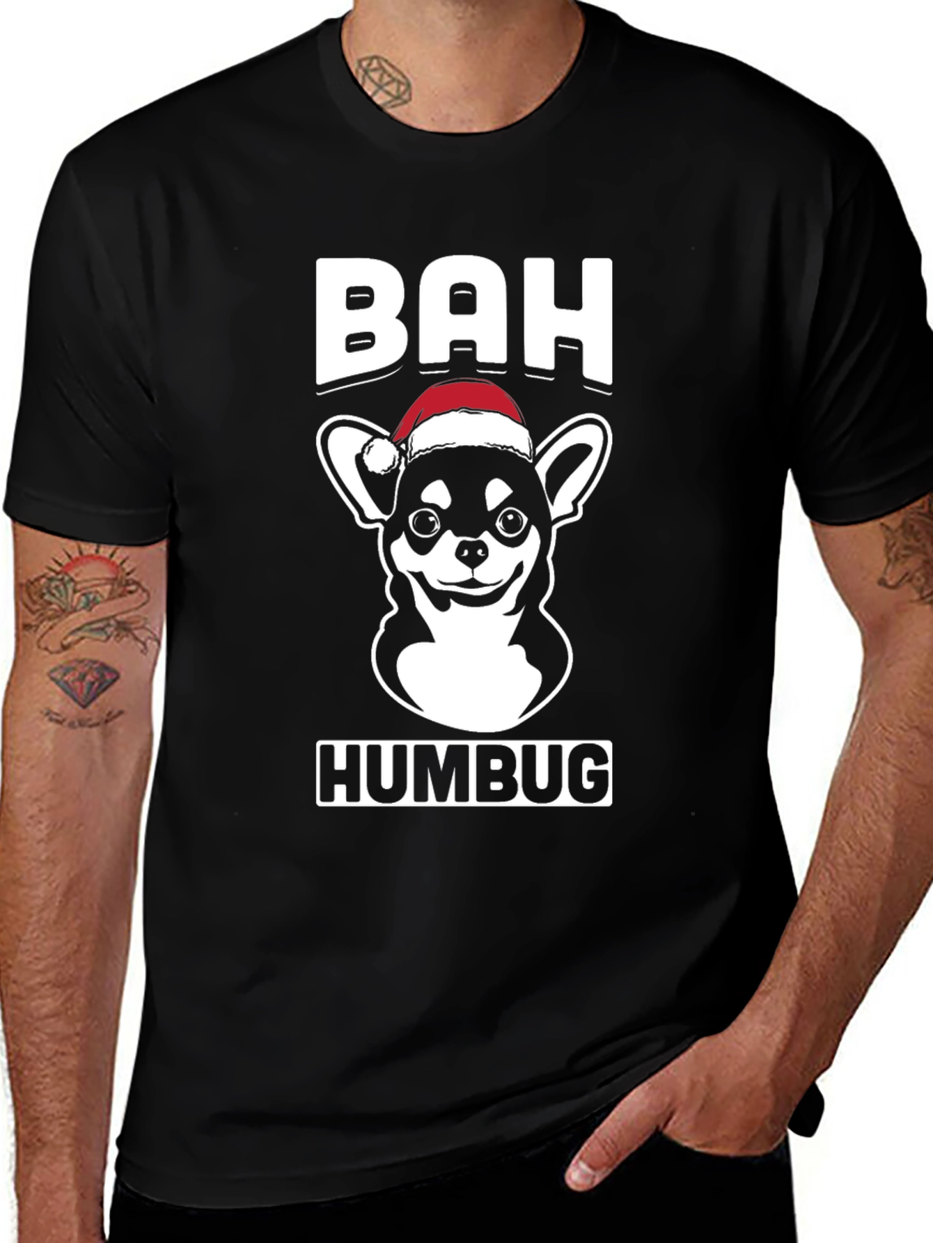 Variant 3 of Bah Humbug Chihuahua Santa T-Shirt
