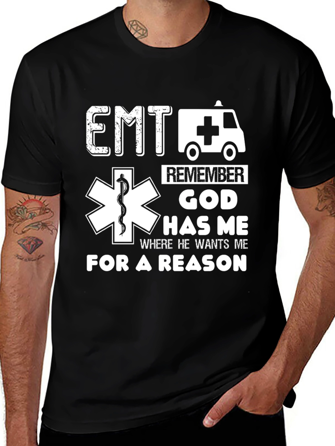 Variant 24 of EMT God Has Me Black T-Shirt
