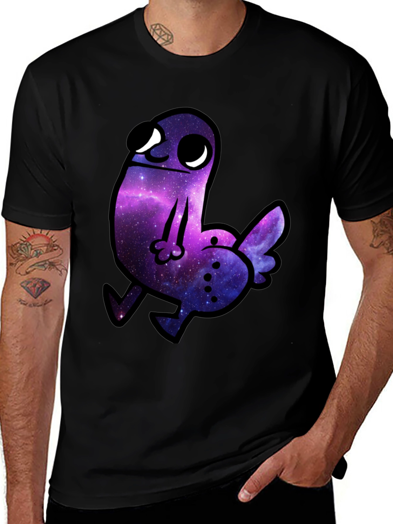 Variant 6 of Galaxy Dickbutt Tee - Black Graphic T-Shirt
