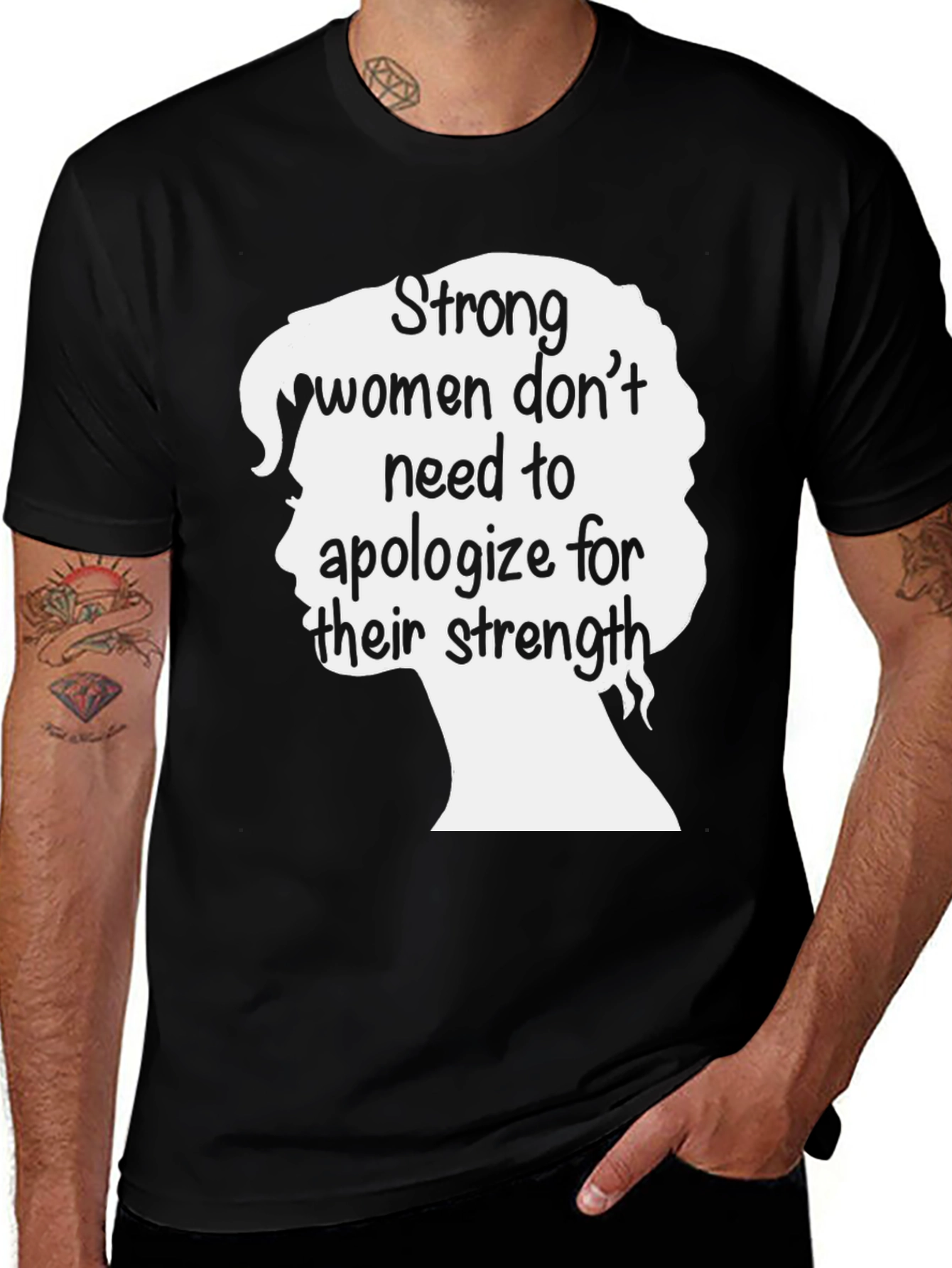 Variant 7 of Strong Women Graphic Tee - Black