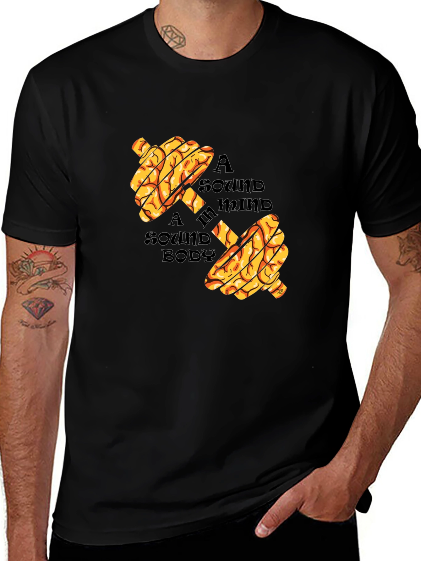 Variant 22 of Brain Dumbbell Graphic Tee - Sound Mind, Sound Body