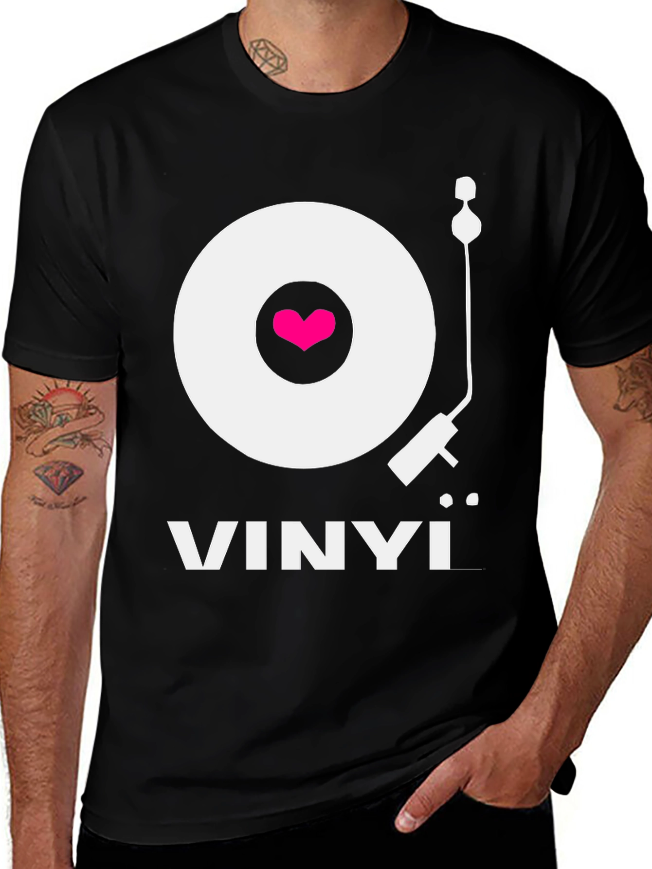 Variant 11 of Vinyl Record Heart T-Shirt - Music Lover Tee