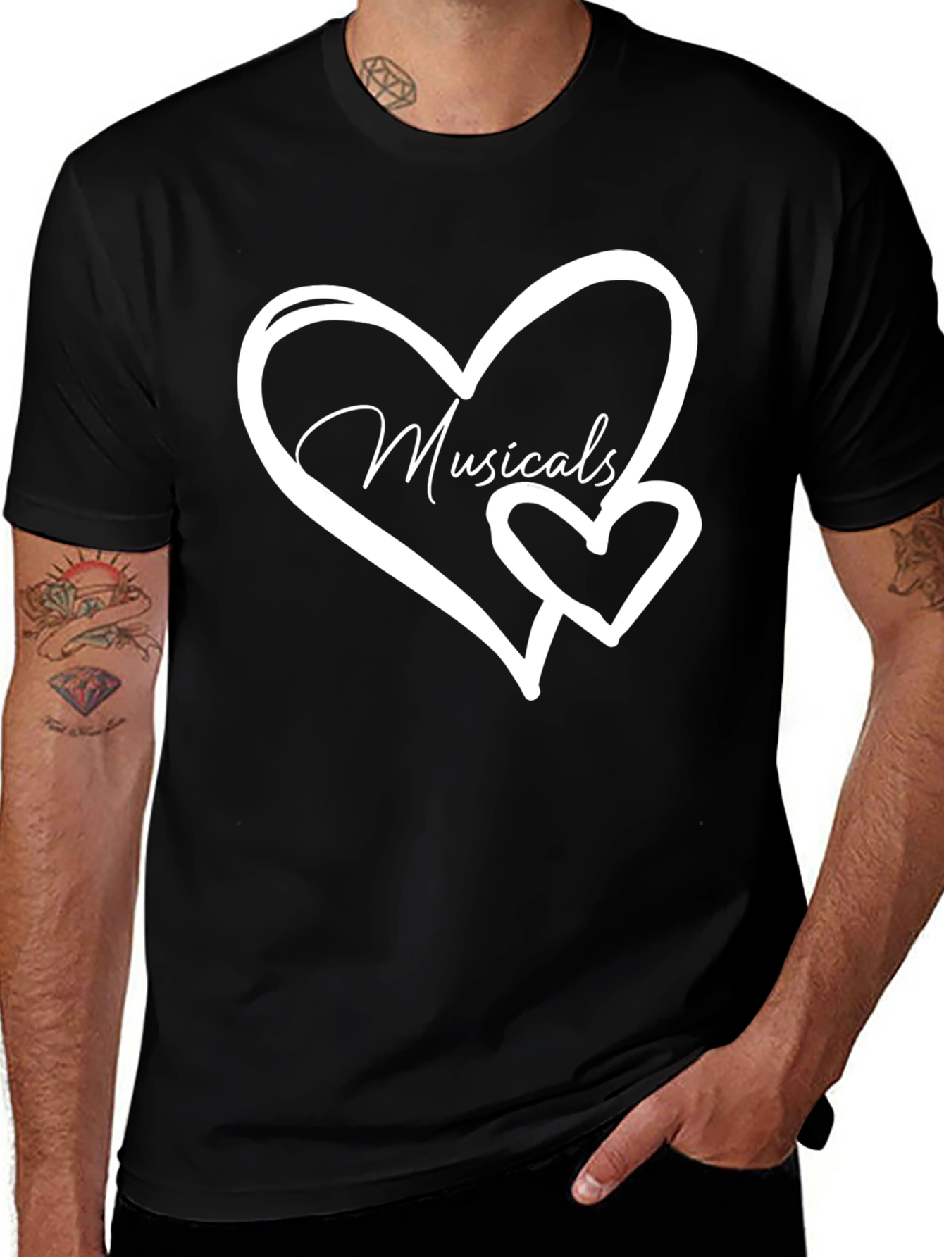 Musicals Heart Graphic T-Shirt - Black