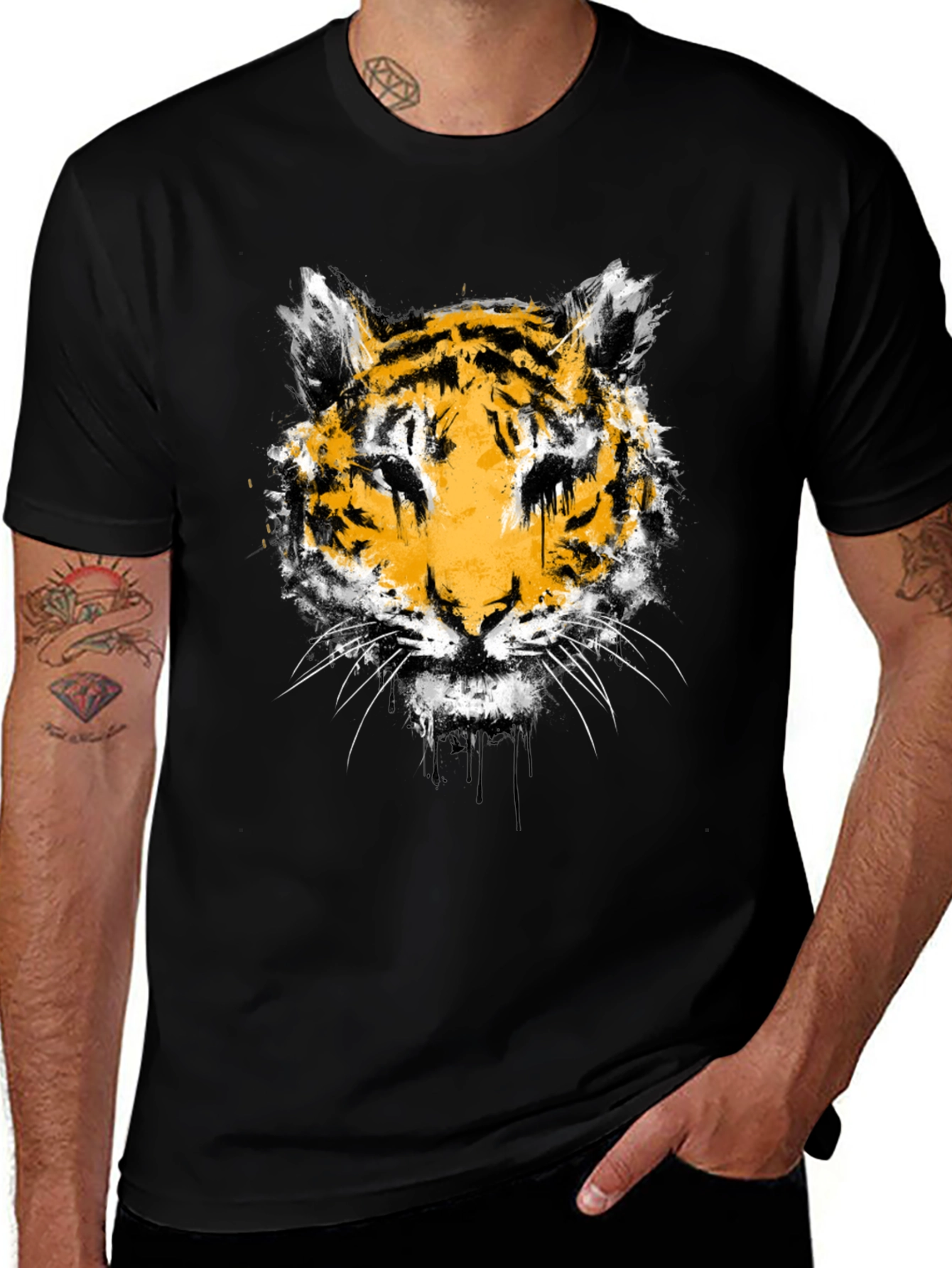 Variant 23 of Tiger Graphic Tee - Men's Black T-Shirt