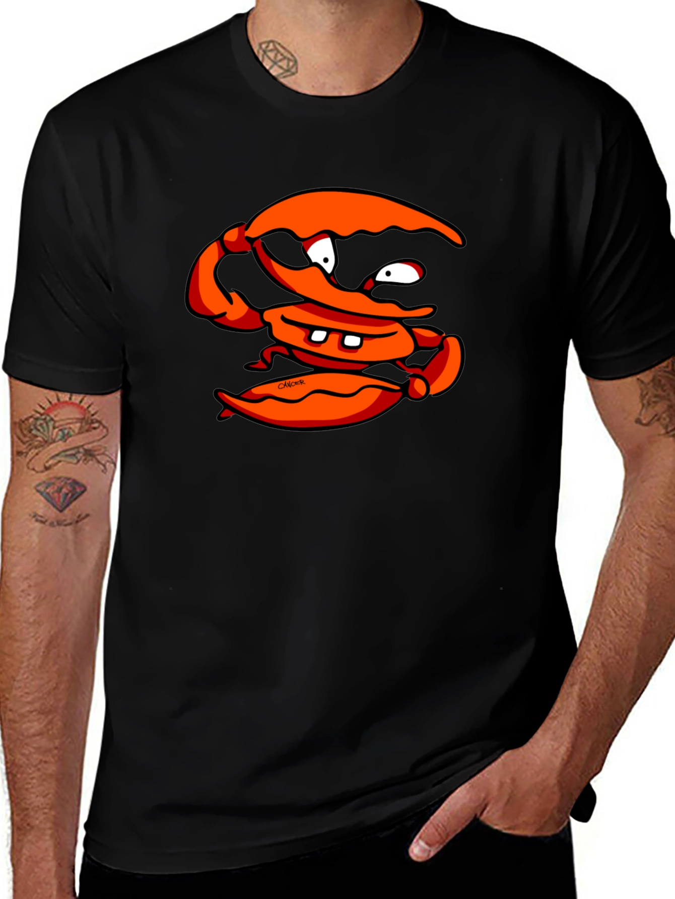 Variant 12 of Crabby Cartoon Graphic Black T-Shirt