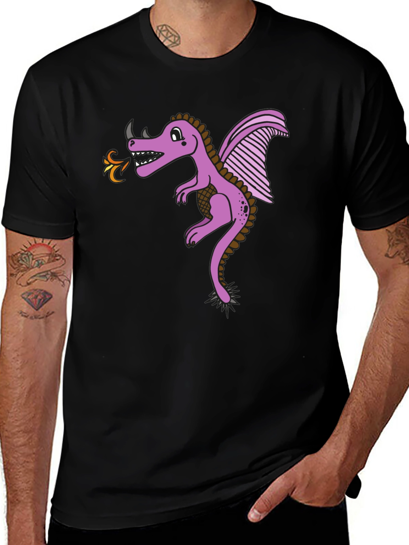 Variant 27 of Dragon T-Shirt - Men's Black Tee with Fun Graphic