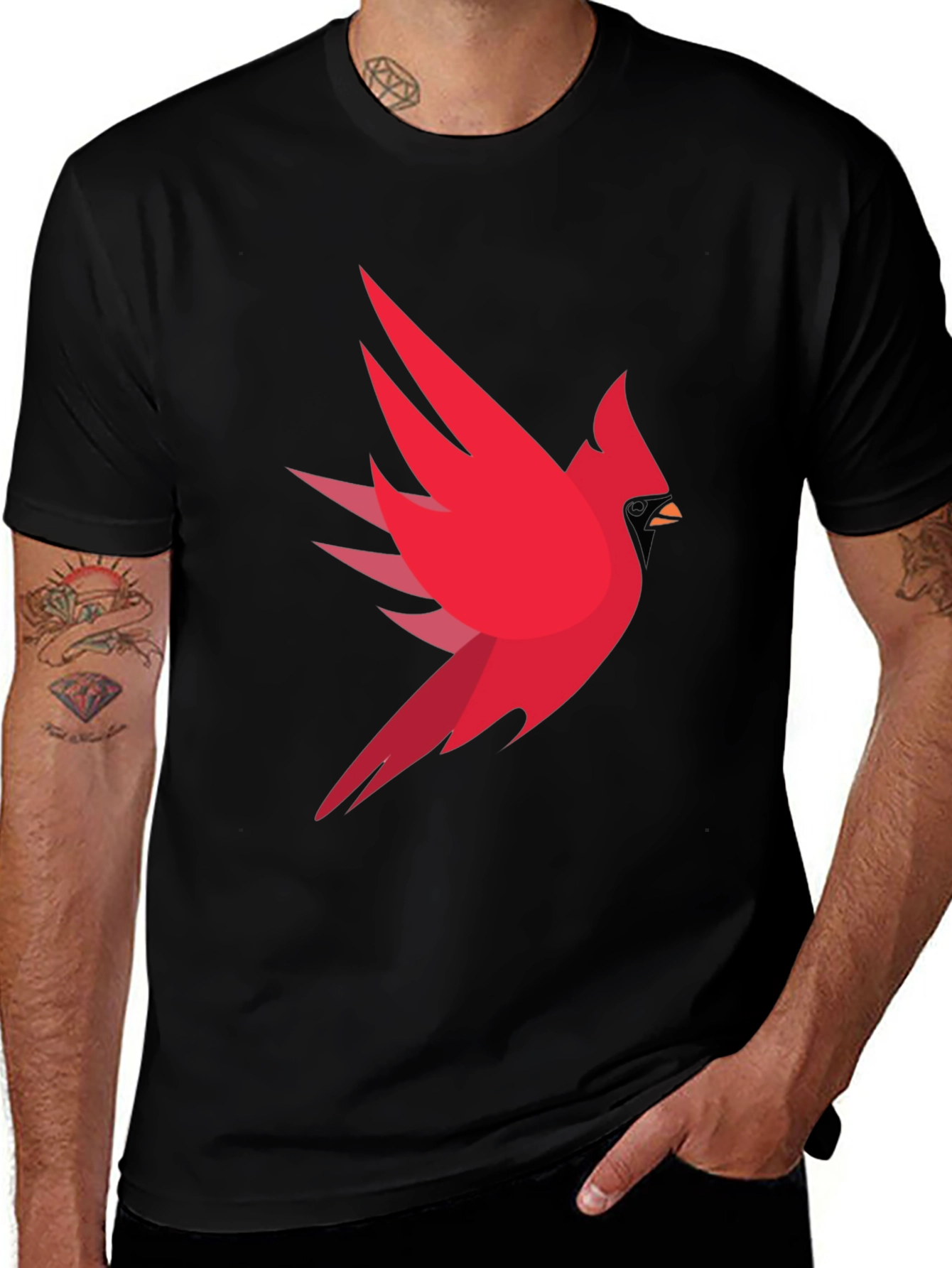 Variant 18 of Cardinal Bird Graphic Tee - Sleek Black T-Shirt