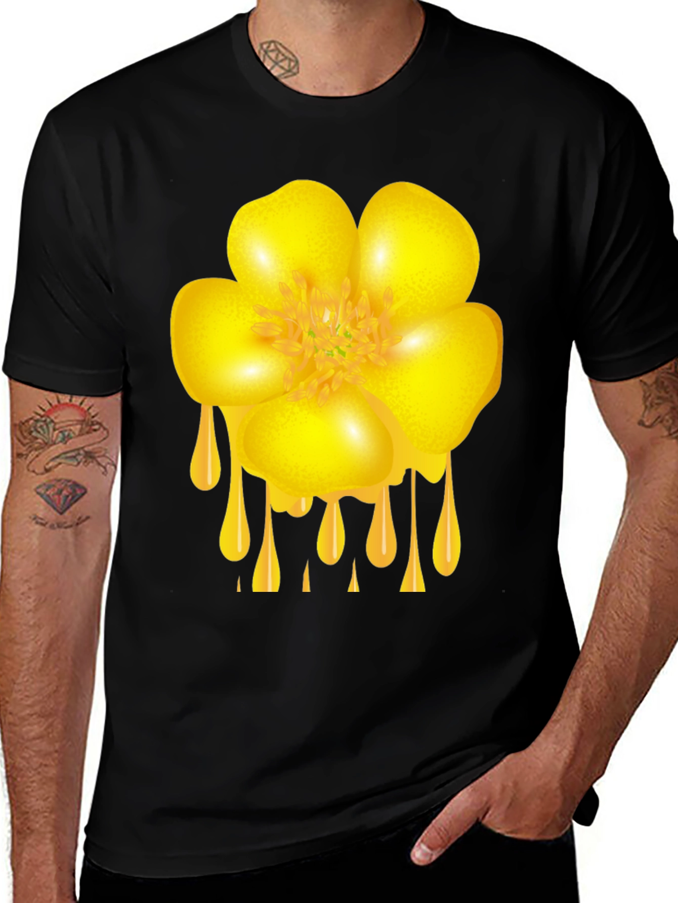 Variant 27 of Dripping Yellow Flower Graphic T-Shirt