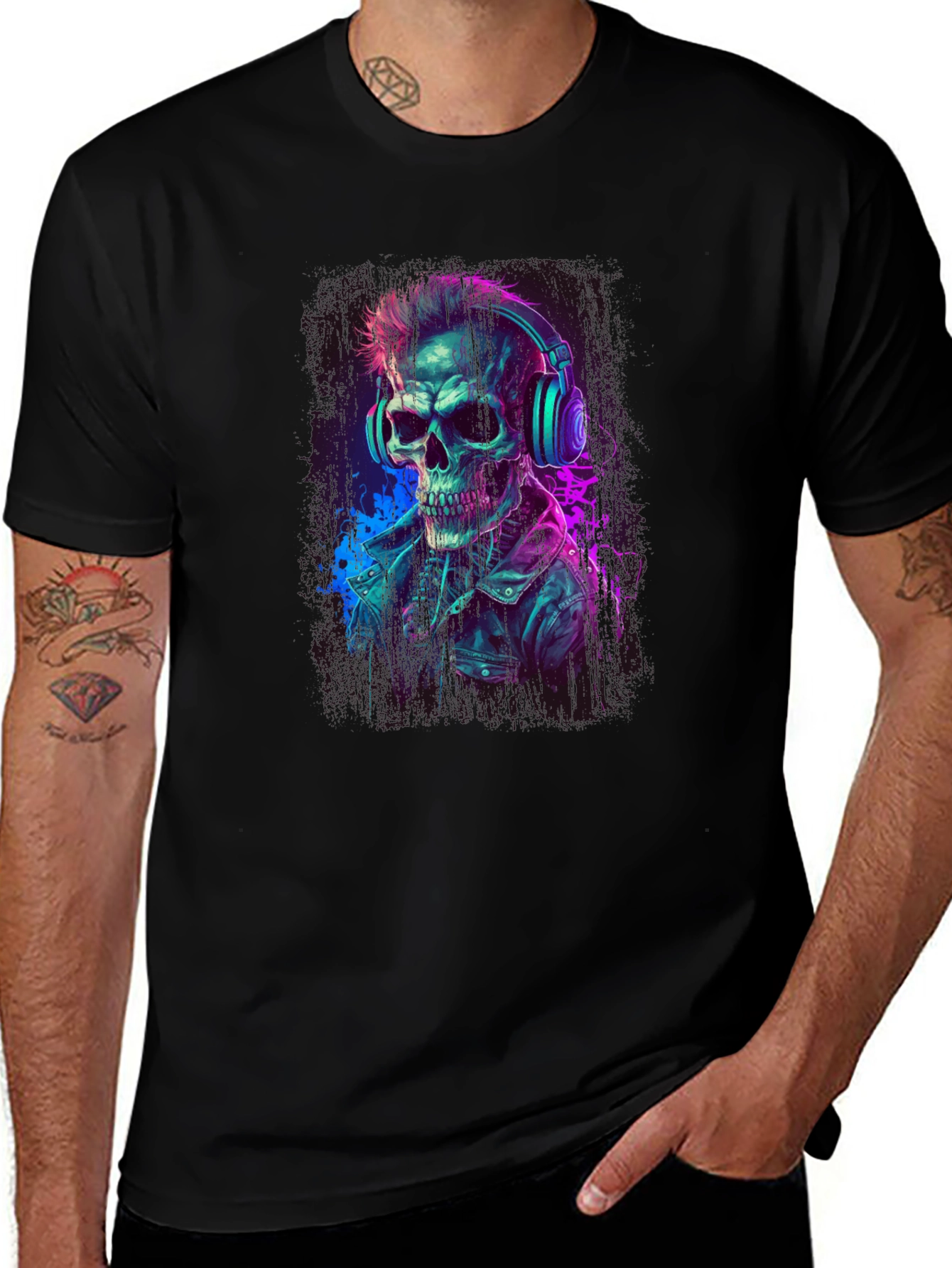 Variant 17 of Skull in Headphones Graphic T-Shirt